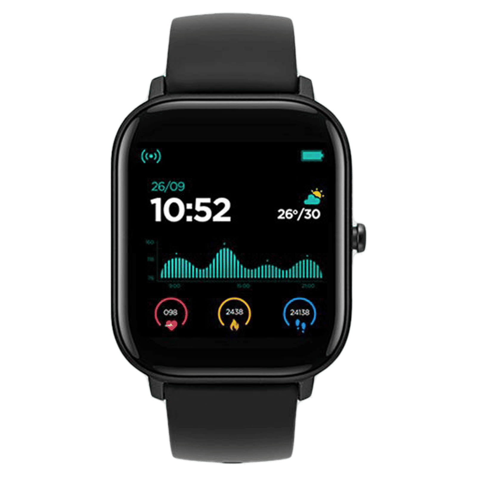 pebble Pace Smartwatch (35.56mm) (Built-in Oximeter, PFB05, Black, Silicon Strap)_1