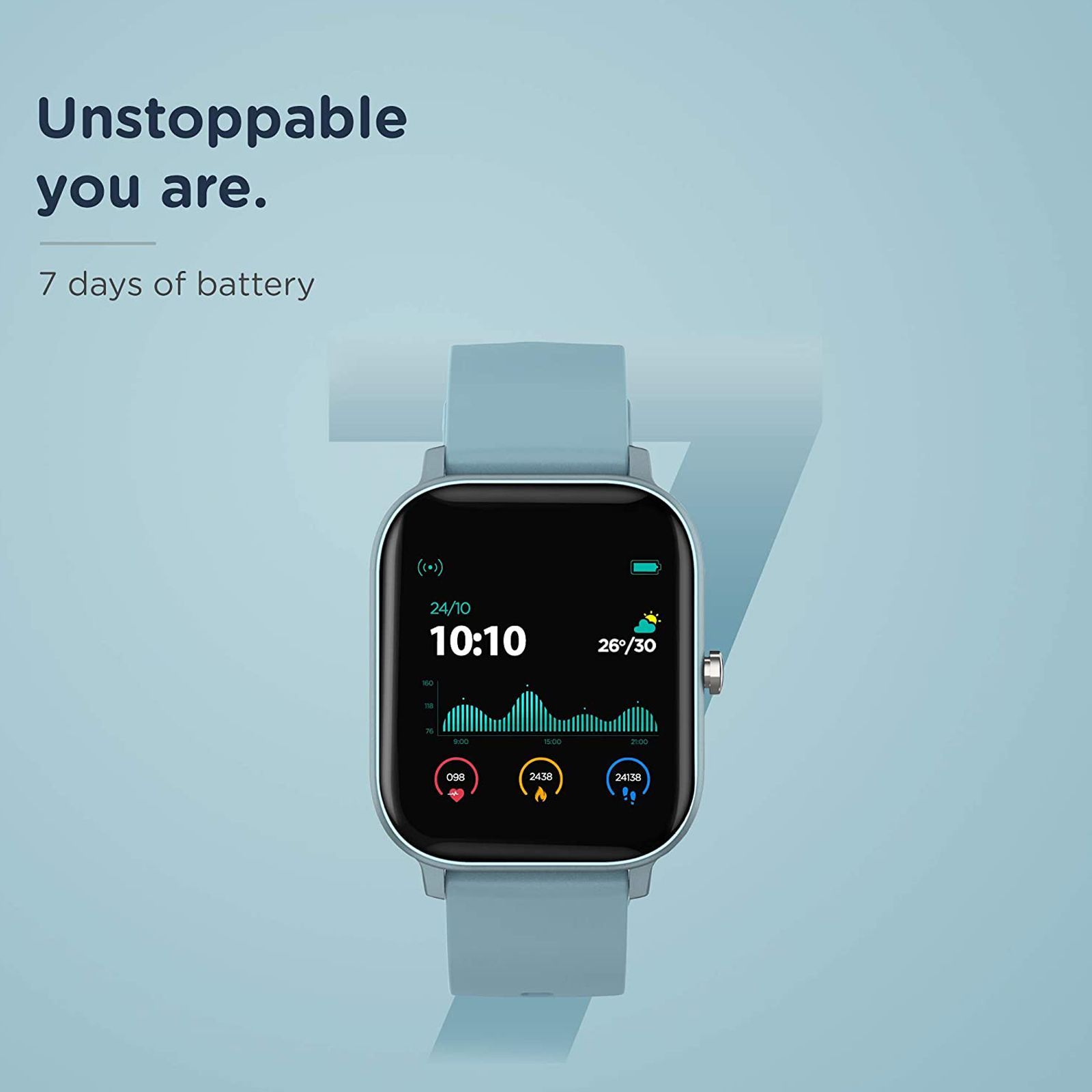 pebble Pace Smartwatch (35.56mm) (Built-in Oximeter, PFB05, Blue, Silicon Strap)_6