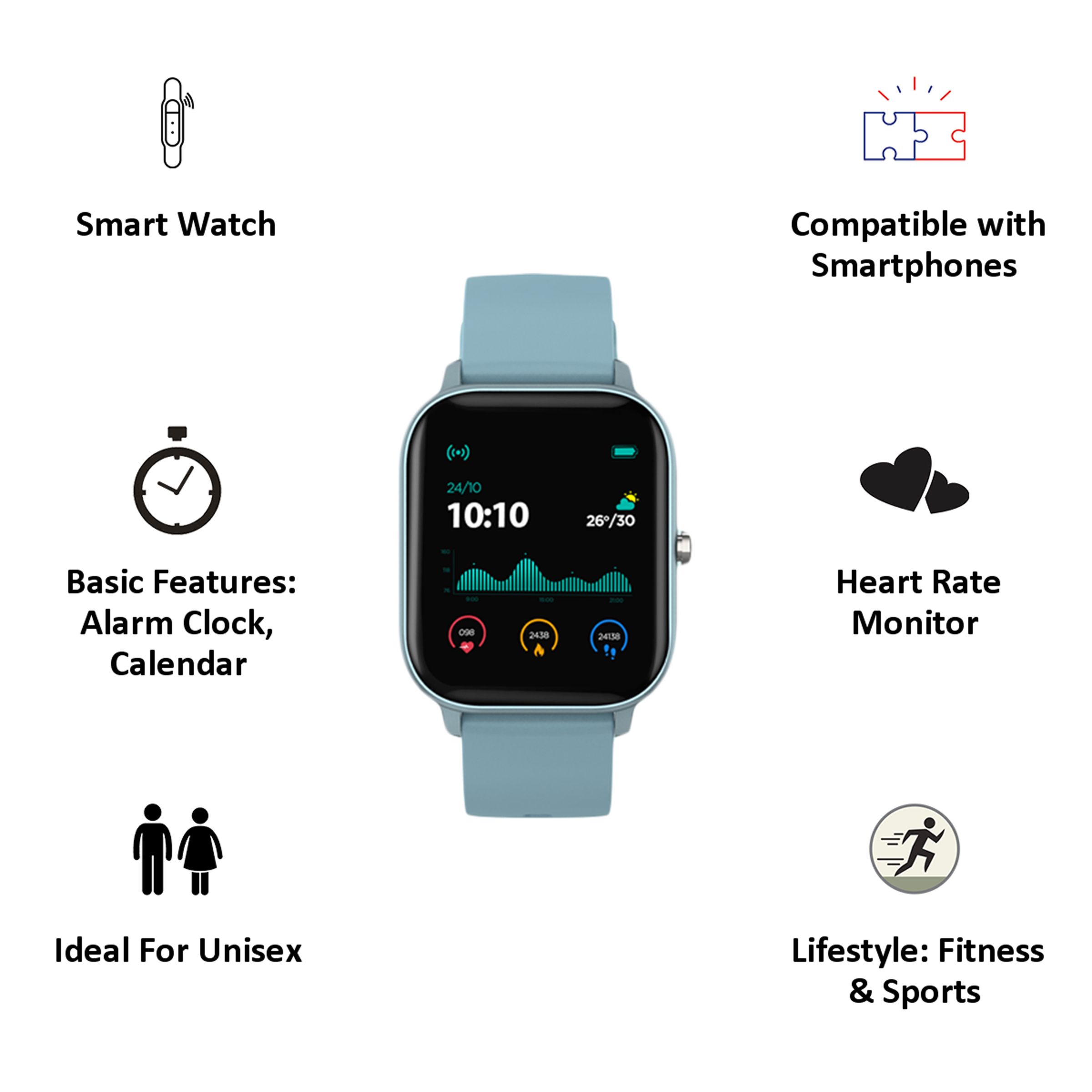 pebble Pace Smartwatch (35.56mm) (Built-in Oximeter, PFB05, Blue, Silicon Strap)_5