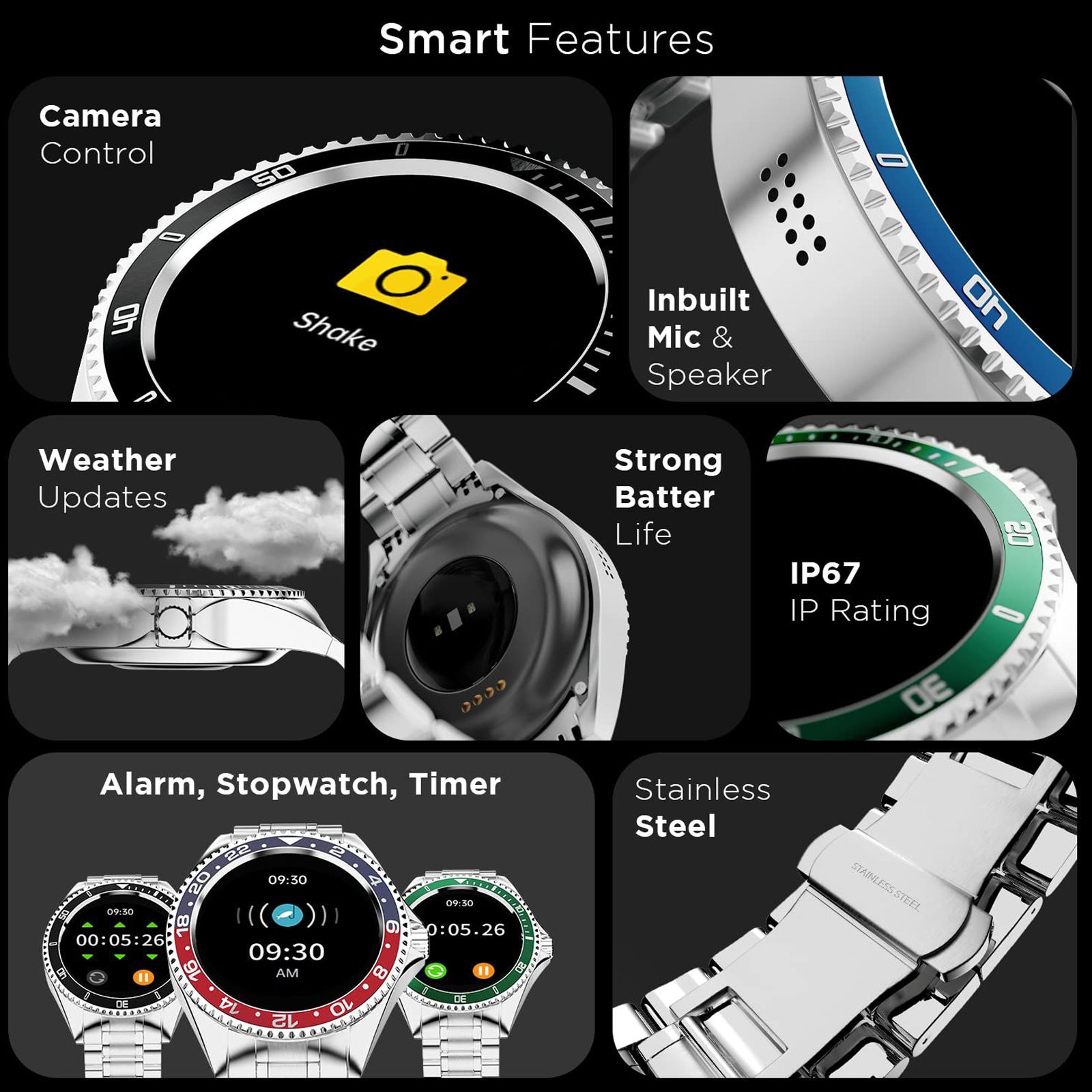 FIRE-BOLTT Quantum Smartwatch with Bluetooth Calling (32.5mm HD Display, IP67 Water Resistant, Silver Strap)_2