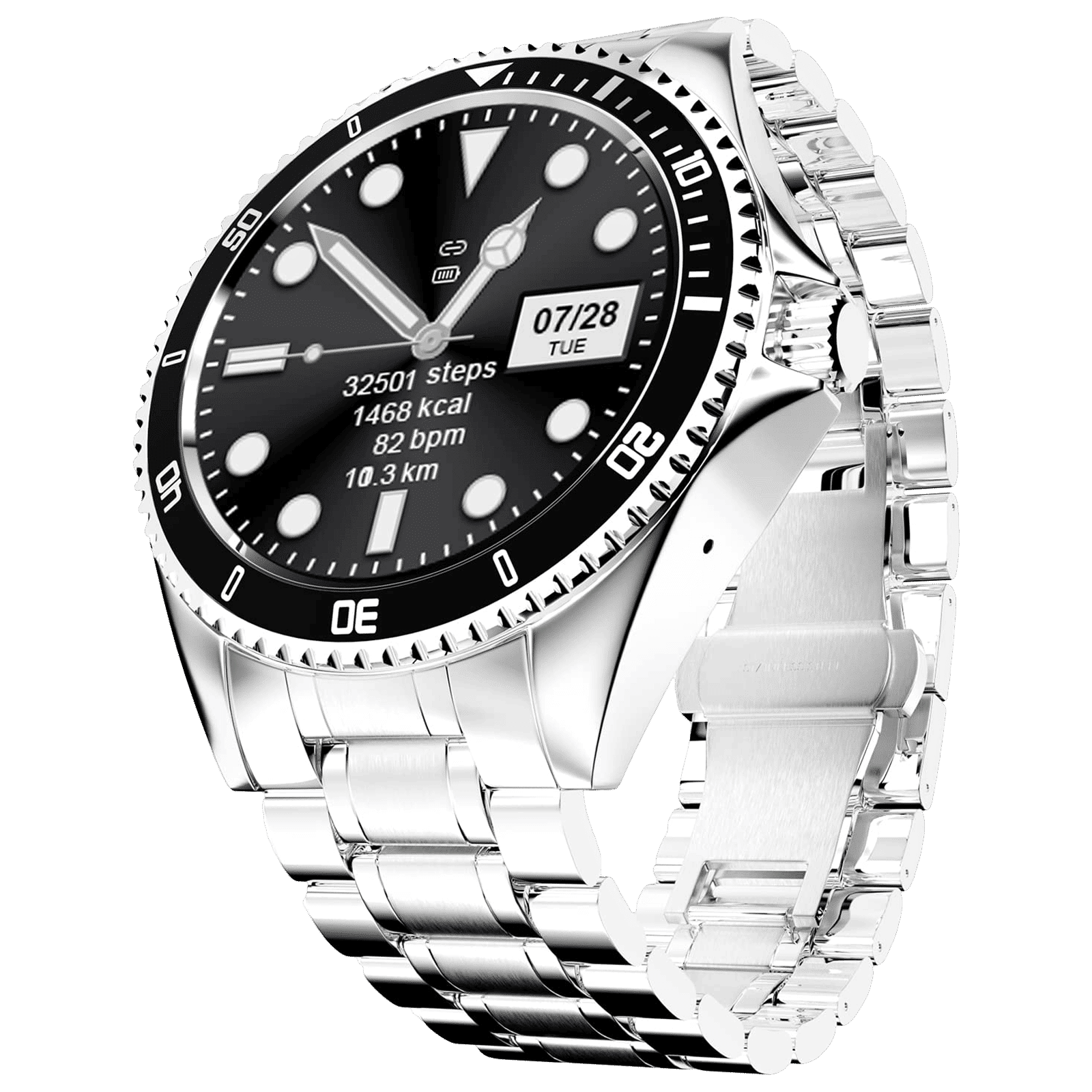 FIRE-BOLTT Quantum Smartwatch with Bluetooth Calling (32.5mm HD Display, IP67 Water Resistant, Silver Strap)_1