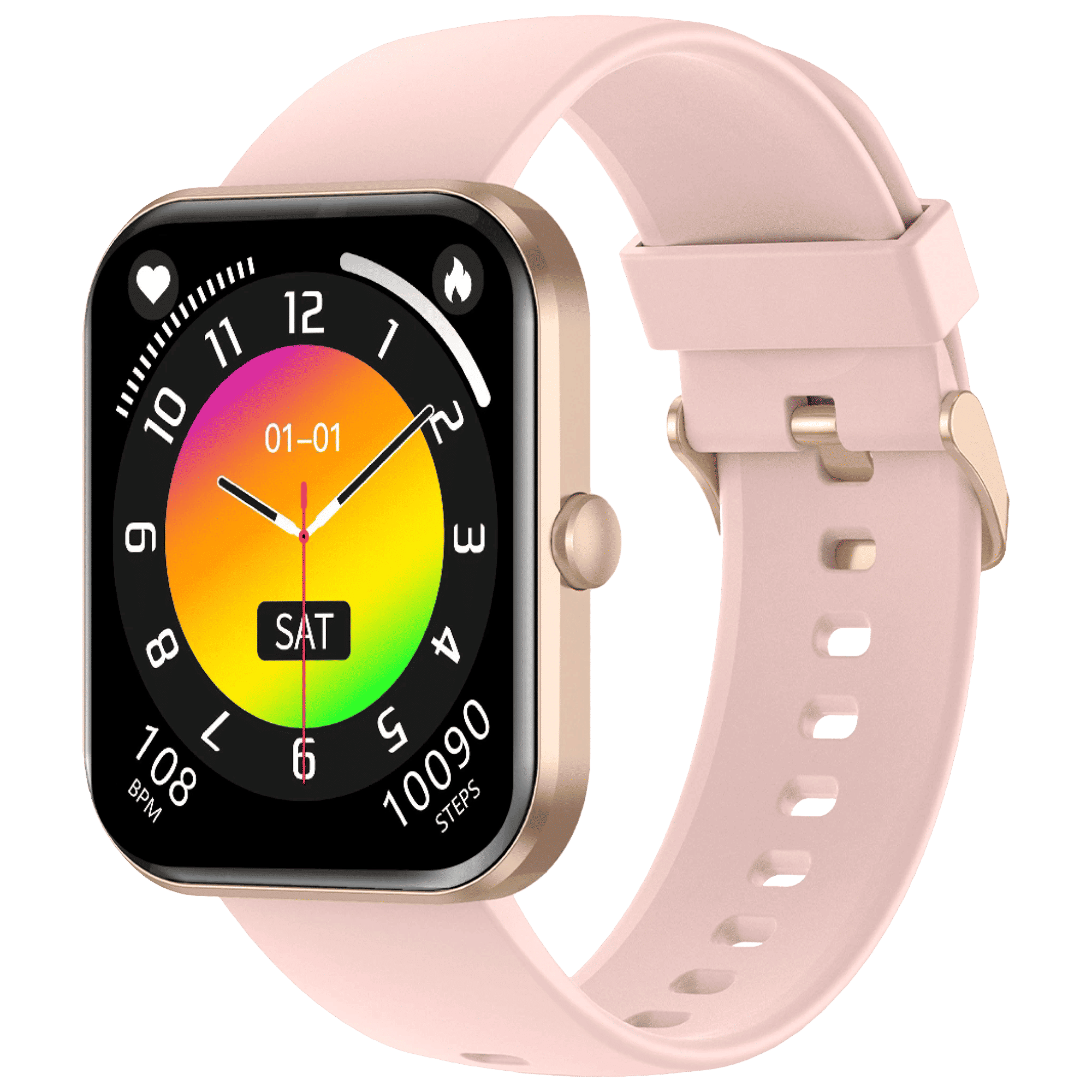 FIRE-BOLTT Terminator BSW104 Smartwatch with Bluetooth Calling (50.5mm IPS Display, IP68 Water Resistant, Pink Strap)_1