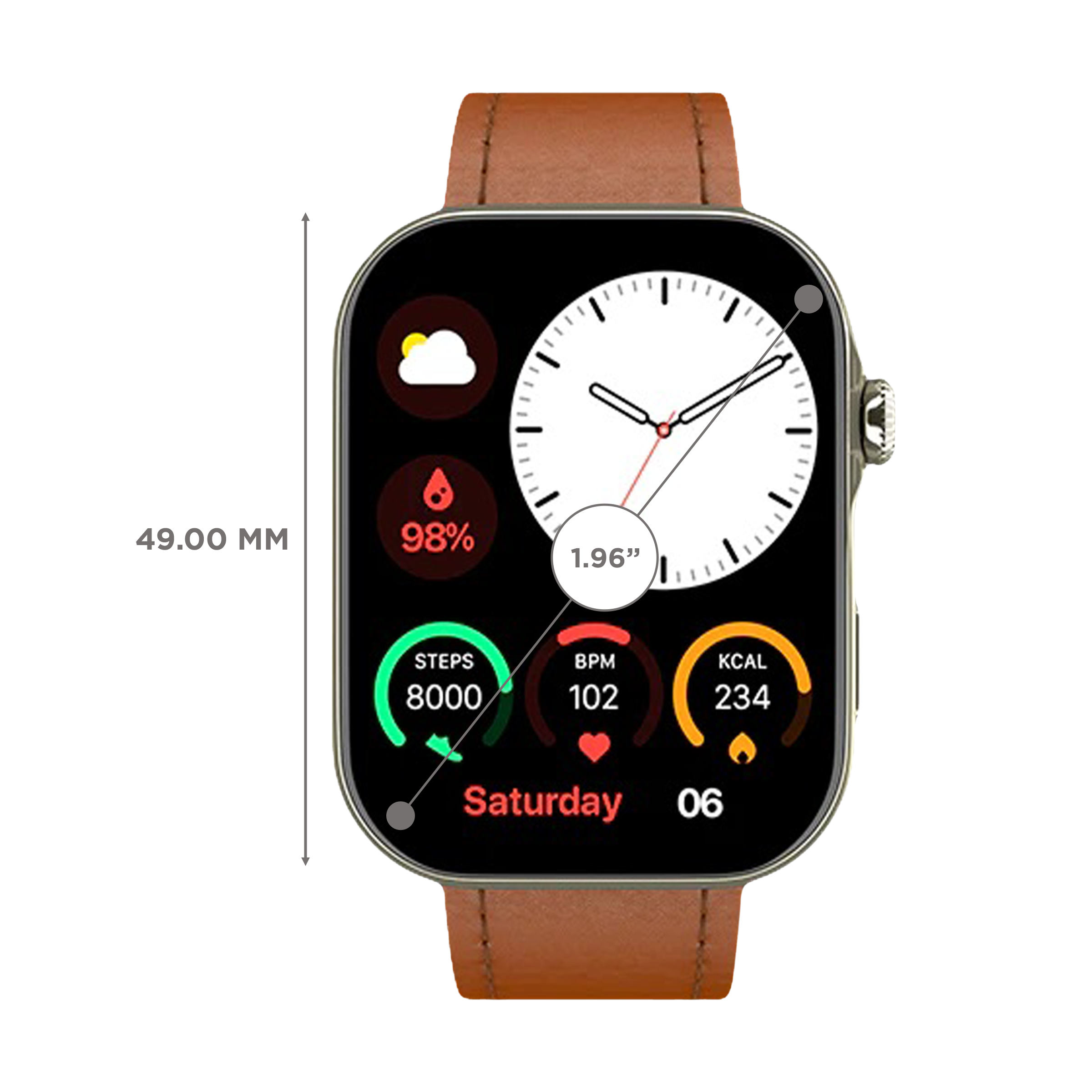 noise ColorFit Ultra 3 Smartwatch with Bluetooth Calling (49mm AMOLED Display, IP68 Water Resistant, Tan Brown Strap)_2