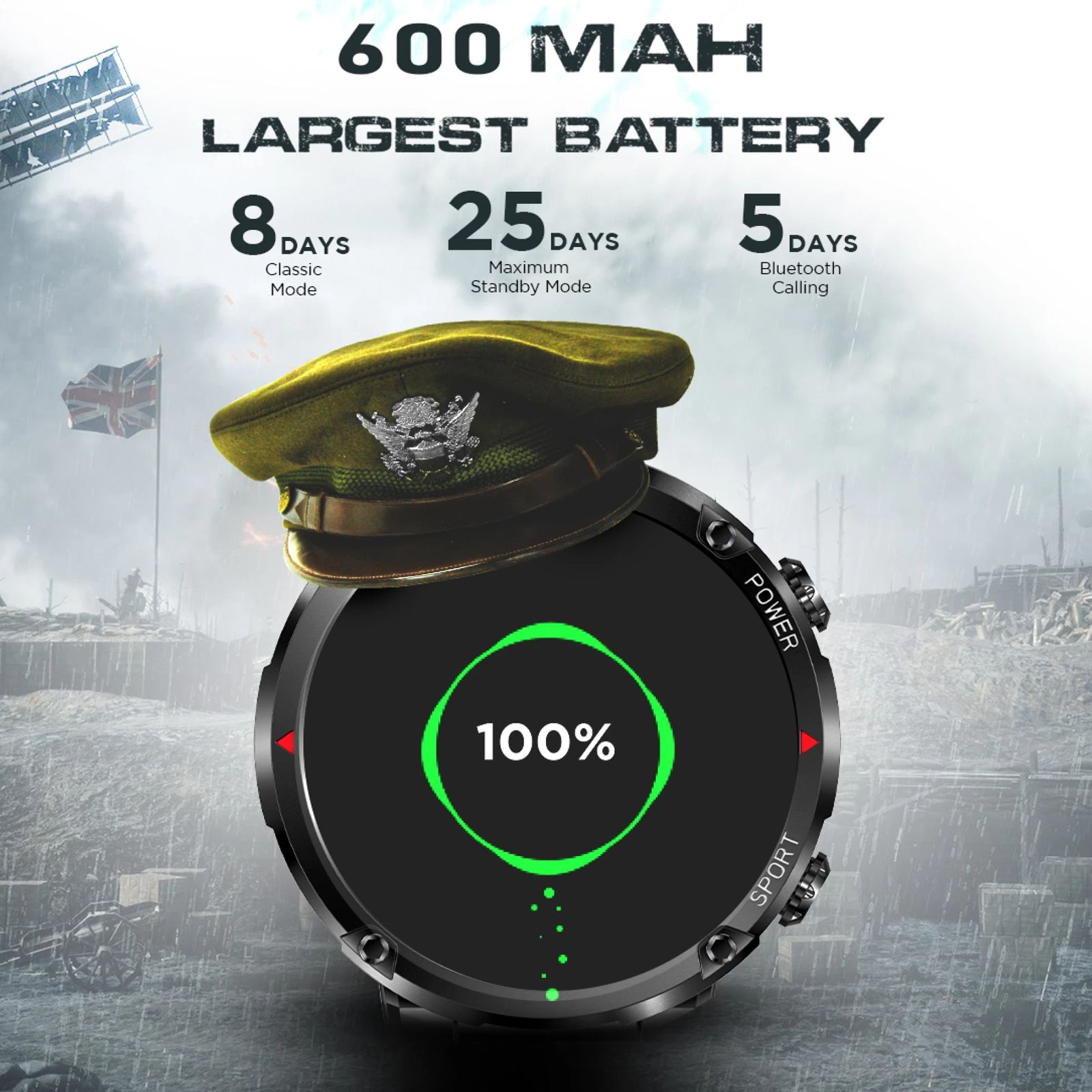 FIRE-BOLTT Sphere Smartwatch with Bluetooth Calling (40.6mm HD Display, IP68 Water Resistant, Camo Black Strap)_9