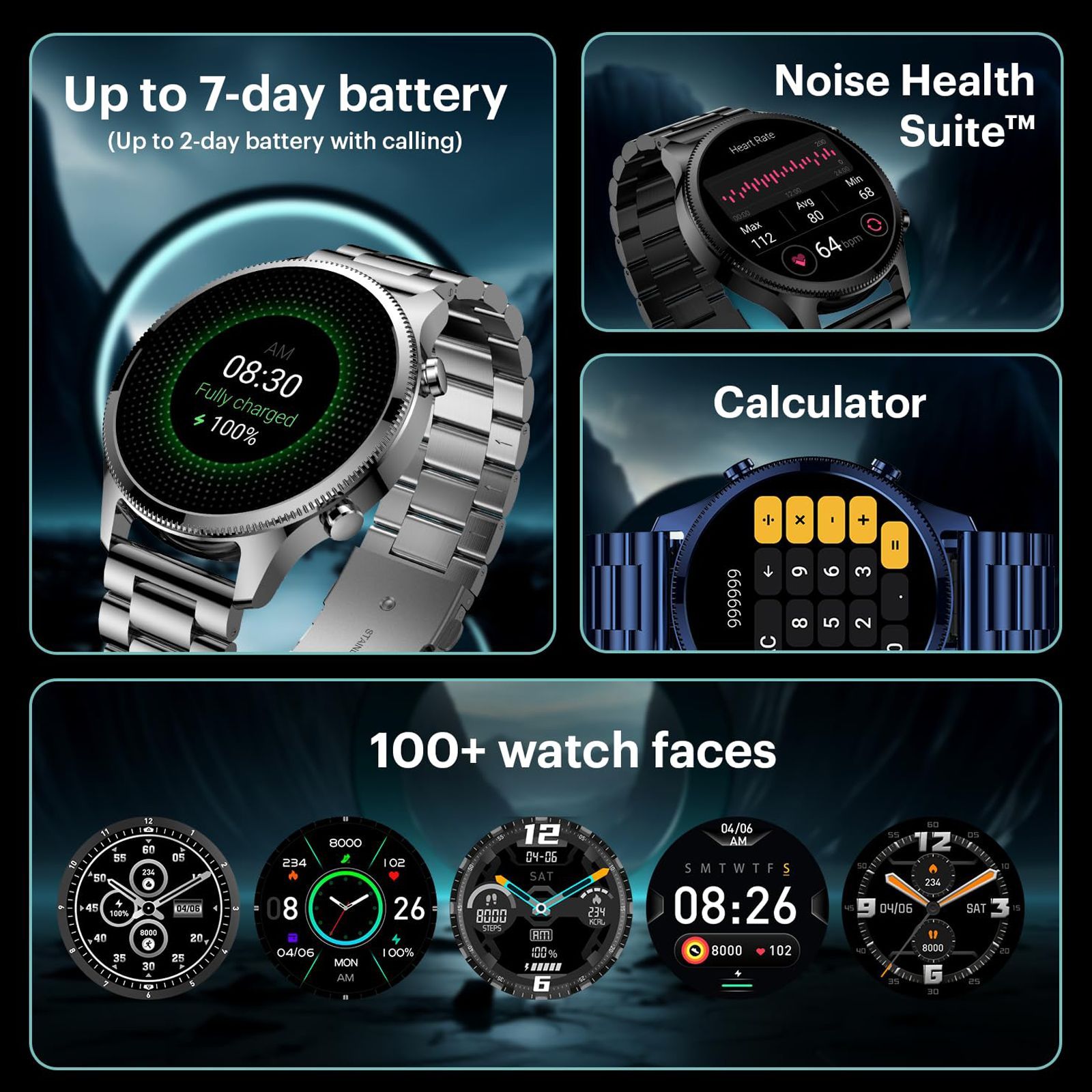 noise NoiseFit Halo Plus Smartwatch with Bluetooth Calling (37.08mm AMOLED Display, IP68 Water Resistant, Elite Silver Strap) noise NoiseFit Halo Plus Smartwatch with Bluetooth Calling (37.08mm AMOLED Display, IP68 Water Resistant, Elite Silver Strap)_7