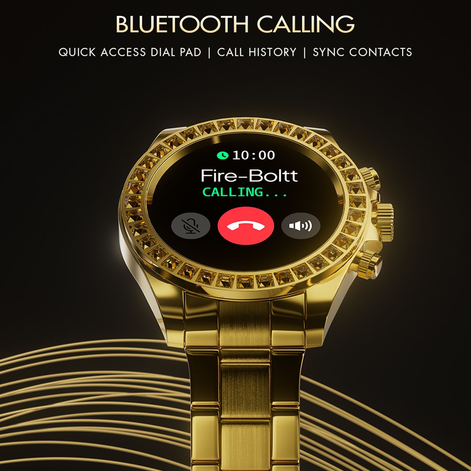 FIRE-BOLTT Blizzard Ultra Smartwatch with Bluetooth Calling (32.5mm HD Display, Water Resistant, Gold Strap)_4