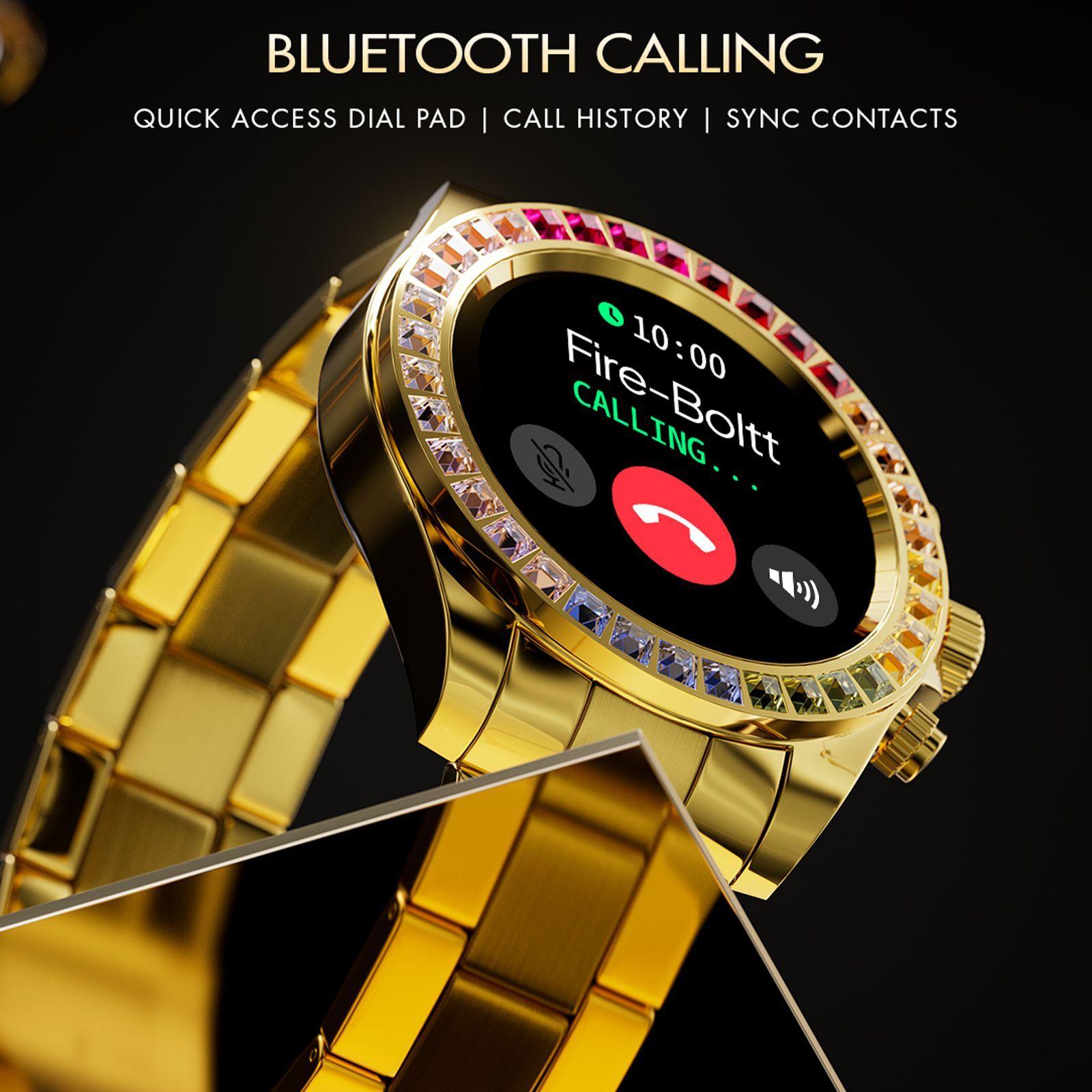 FIRE-BOLTT Blizzard Ultra Smartwatch with Bluetooth Calling (32.5mm HD Display, Water Resistant, Gold Strap)_4