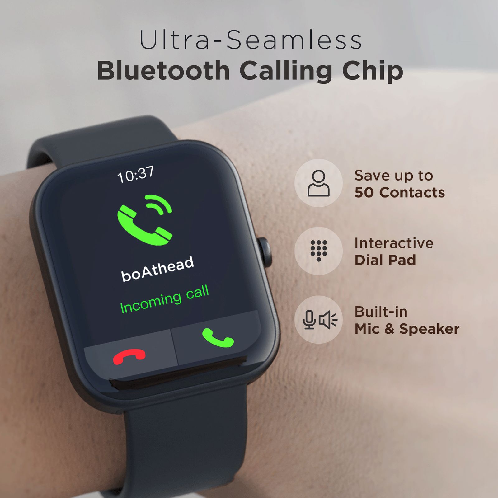 boAt Wave Arcade Smartwatch with Bluetooth Calling (46mm HD Display, IP68 Water Resistant, Charcoal Black Strap)_3