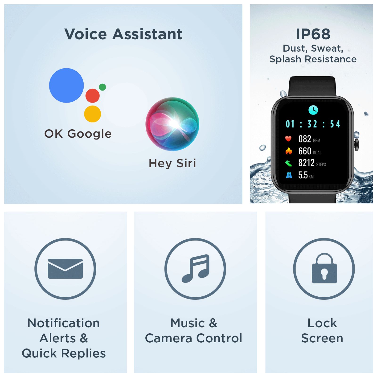 boAt Wave Arcade Smartwatch with Bluetooth Calling (46mm HD Display, IP68 Water Resistant, Charcoal Black Strap)_7