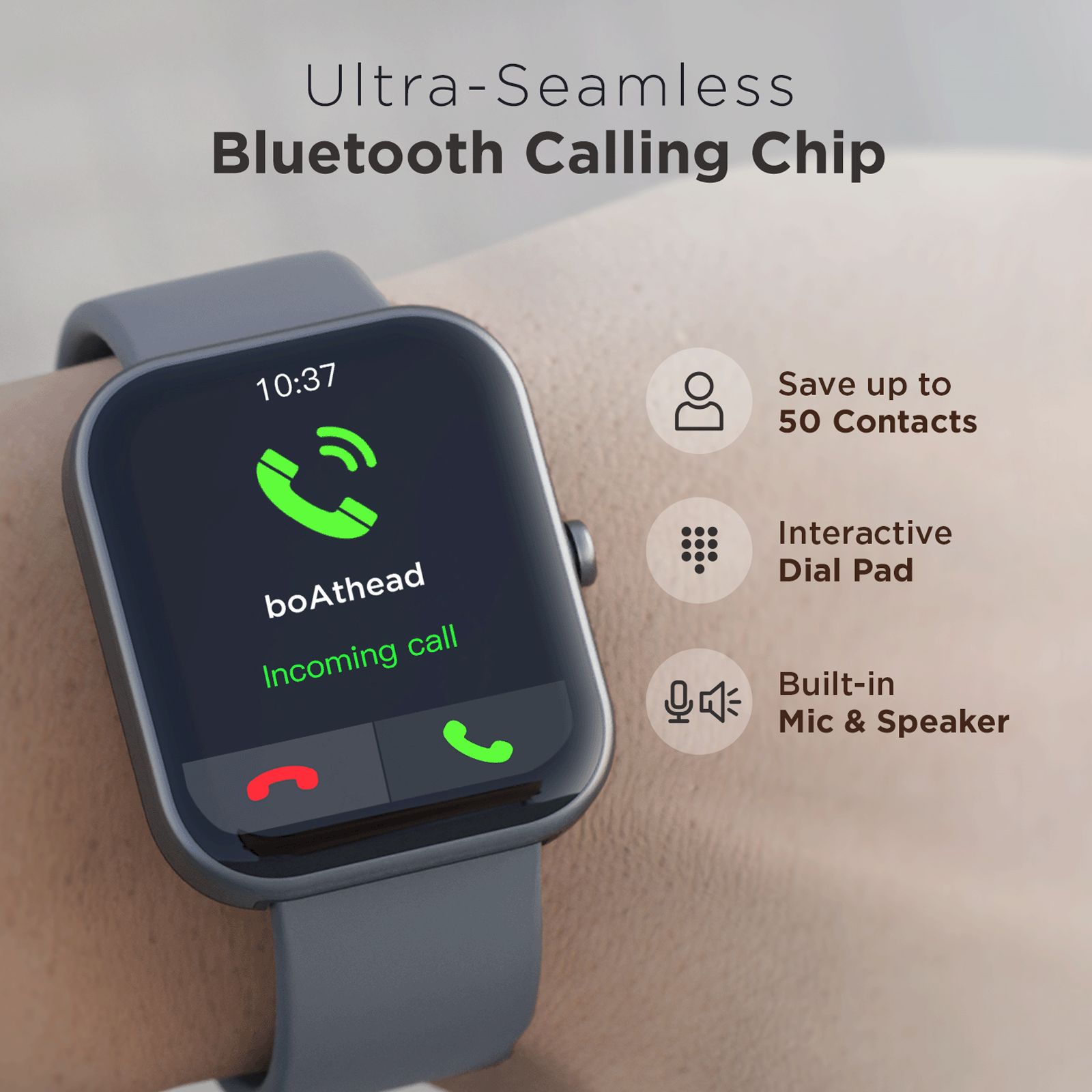 boAt Wave Arcade Smartwatch with Bluetooth Calling (46mm HD Display, IP68 Water Resistant, Grey Strap)_3