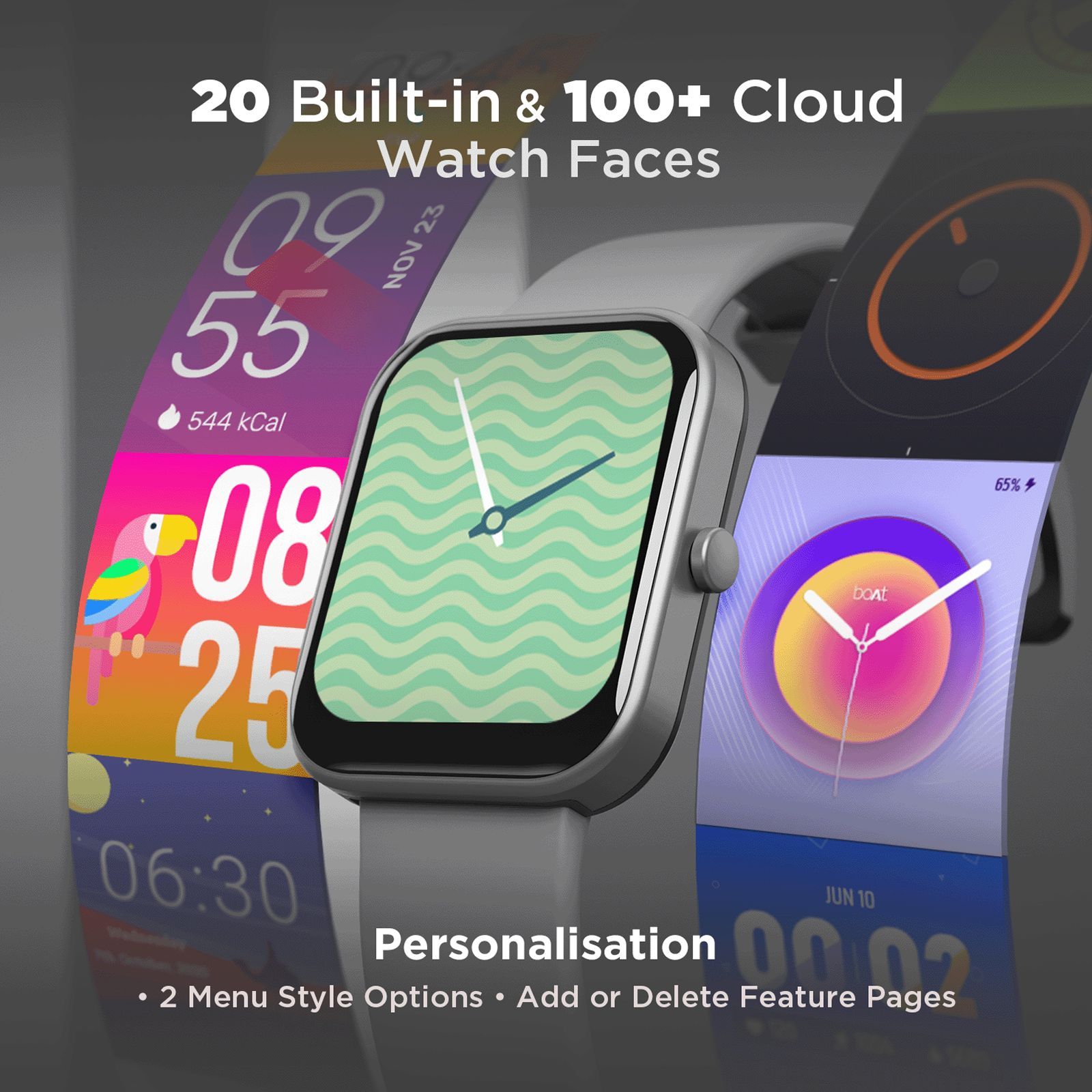 boAt Wave Arcade Smartwatch with Bluetooth Calling (46mm HD Display, IP68 Water Resistant, Grey Strap)_5