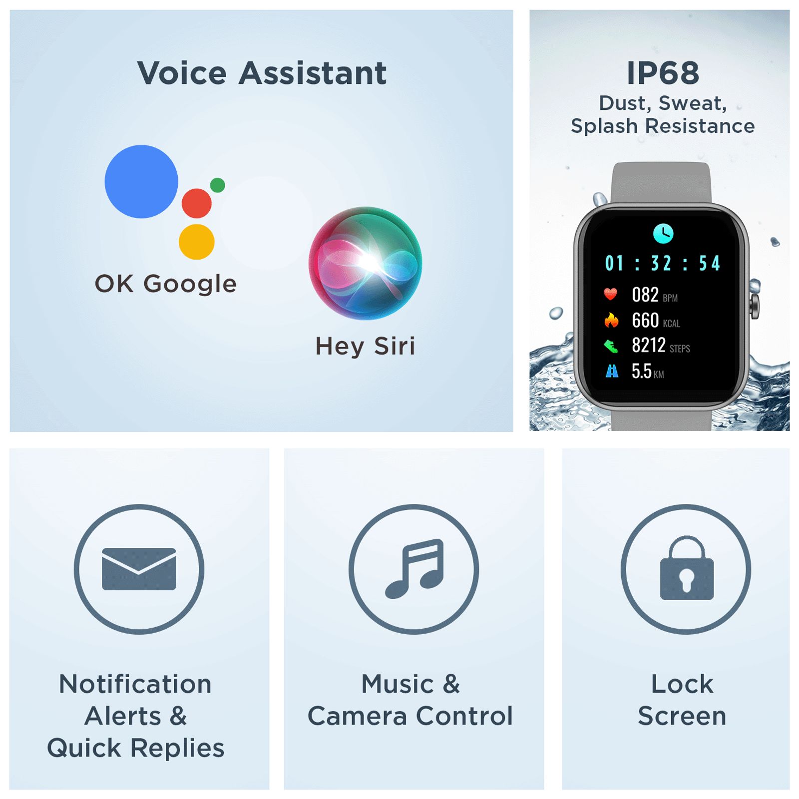 boAt Wave Arcade Smartwatch with Bluetooth Calling (46mm HD Display, IP68 Water Resistant, Grey Strap)_6