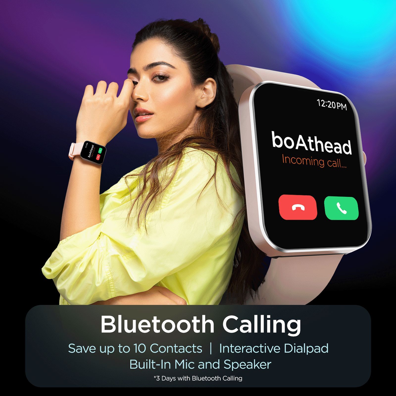 boAt Wave Flex Connect Smartwatch with Bluetooth Calling (46.5mm HD Display, IP68 Water Resistant, Cherry Blossom Strap)_5