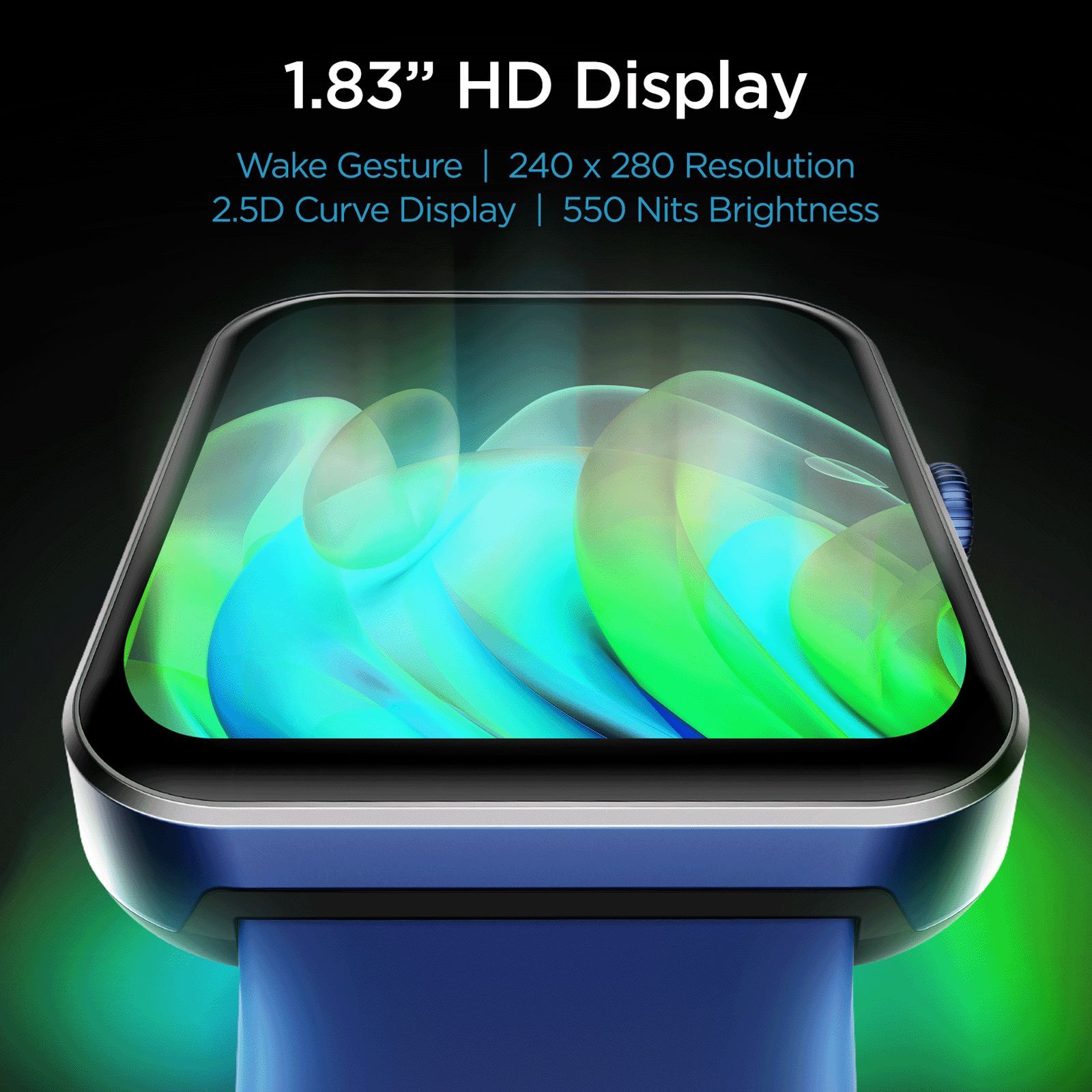 boAt Wave Flex Connect Smartwatch with Bluetooth Calling (46.5mm HD Display, IP68 Water Resistant, Deep Blue Strap)_2