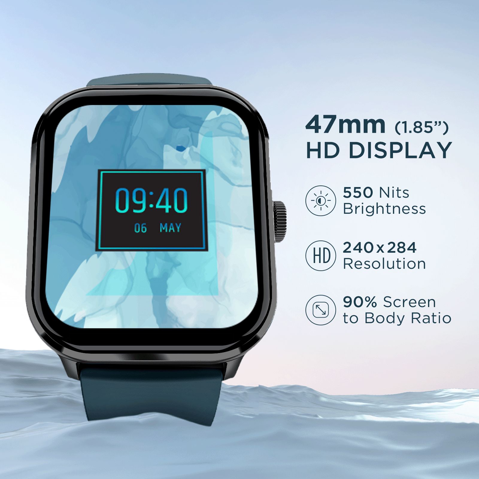 boAt Wave Infinity Smartwatch with Bluetooth Calling (46.99mm HD Display, IP68 Water Resistant, Teal Green Strap)_3
