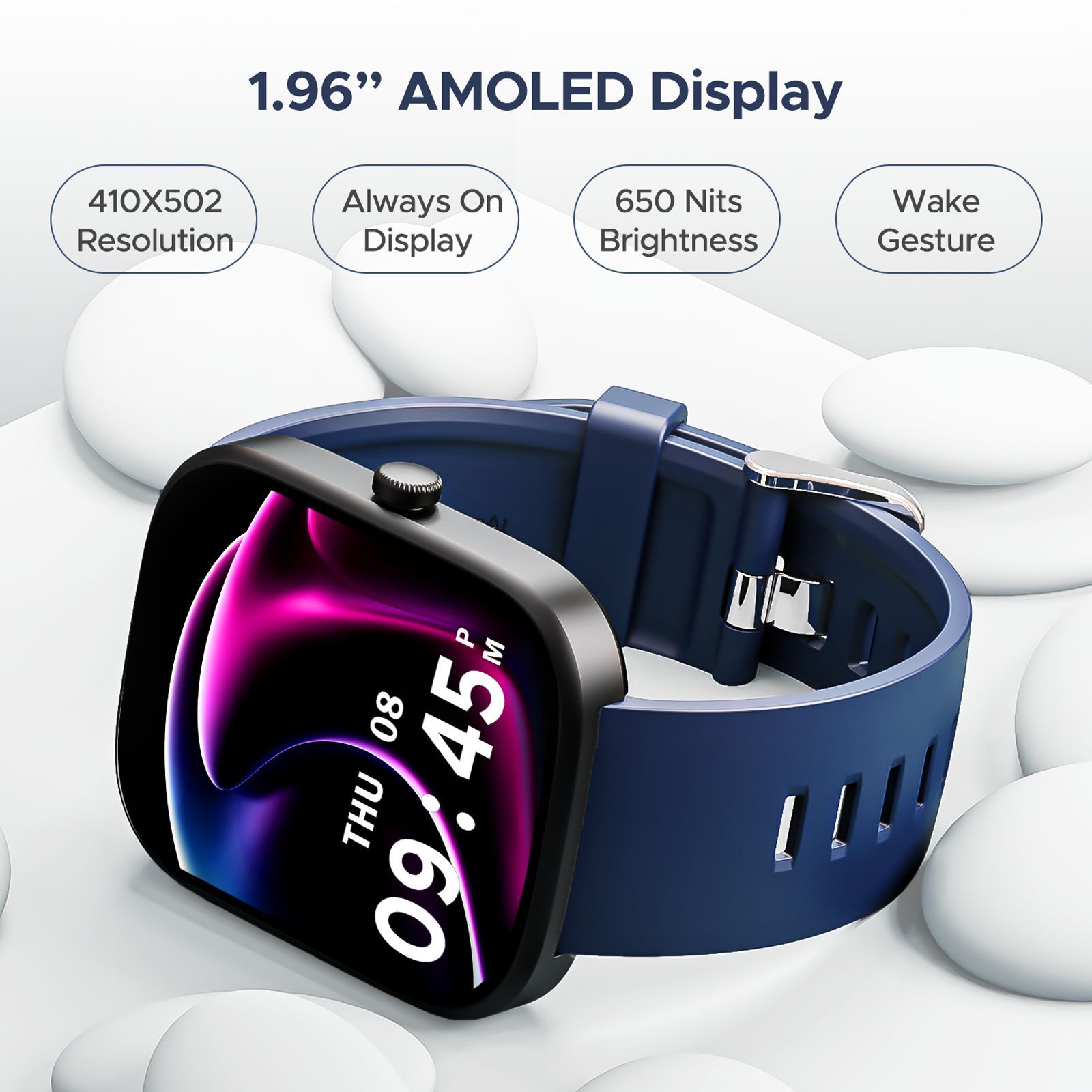 boAt Wave Convex Smartwatch with IP67 Waterproof (49.7mm AMOLED Display, Dark Blue Strap)_4