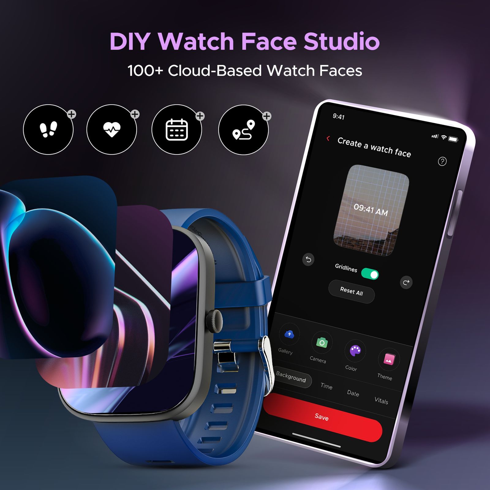 boAt Wave Convex Smartwatch with IP67 Waterproof (49.7mm AMOLED Display, Dark Blue Strap)_5