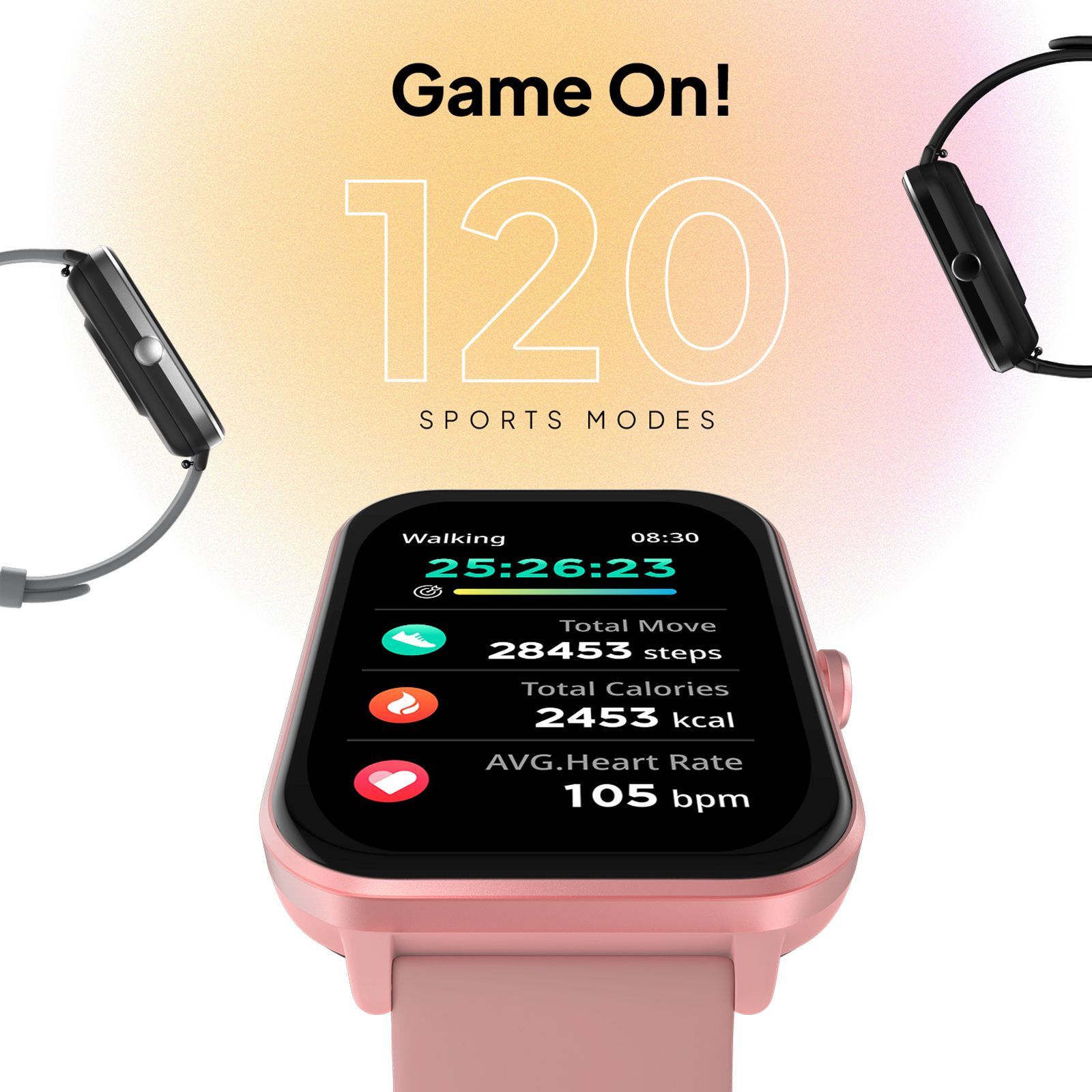 FIRE-BOLTT Tide Plus Smartwatch with Bluetooth Calling (46.5mm 2.5D Curved Display, IP67 Water Resistant, Pink Strap)_5