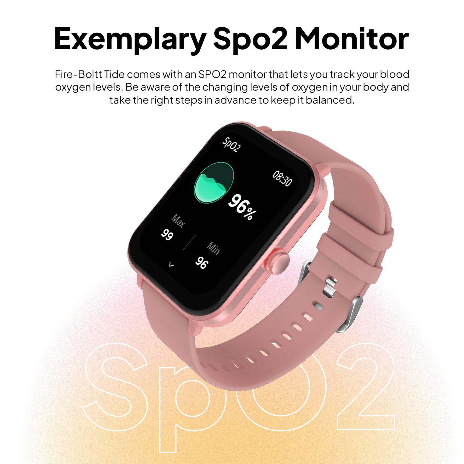 FIRE-BOLTT Tide Plus Smartwatch with Bluetooth Calling (46.5mm 2.5D Curved Display, IP67 Water Resistant, Pink Strap)_6