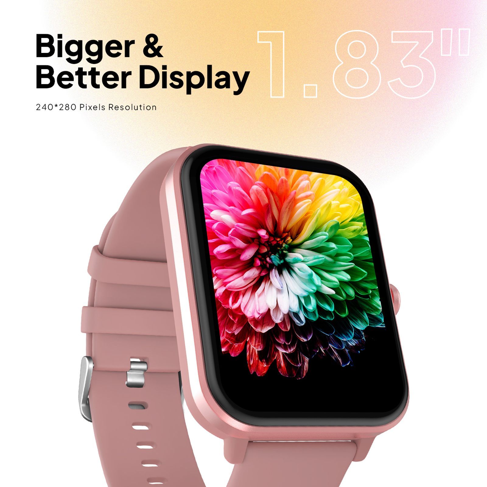 FIRE-BOLTT Tide Plus Smartwatch with Bluetooth Calling (46.5mm 2.5D Curved Display, IP67 Water Resistant, Pink Strap)_3