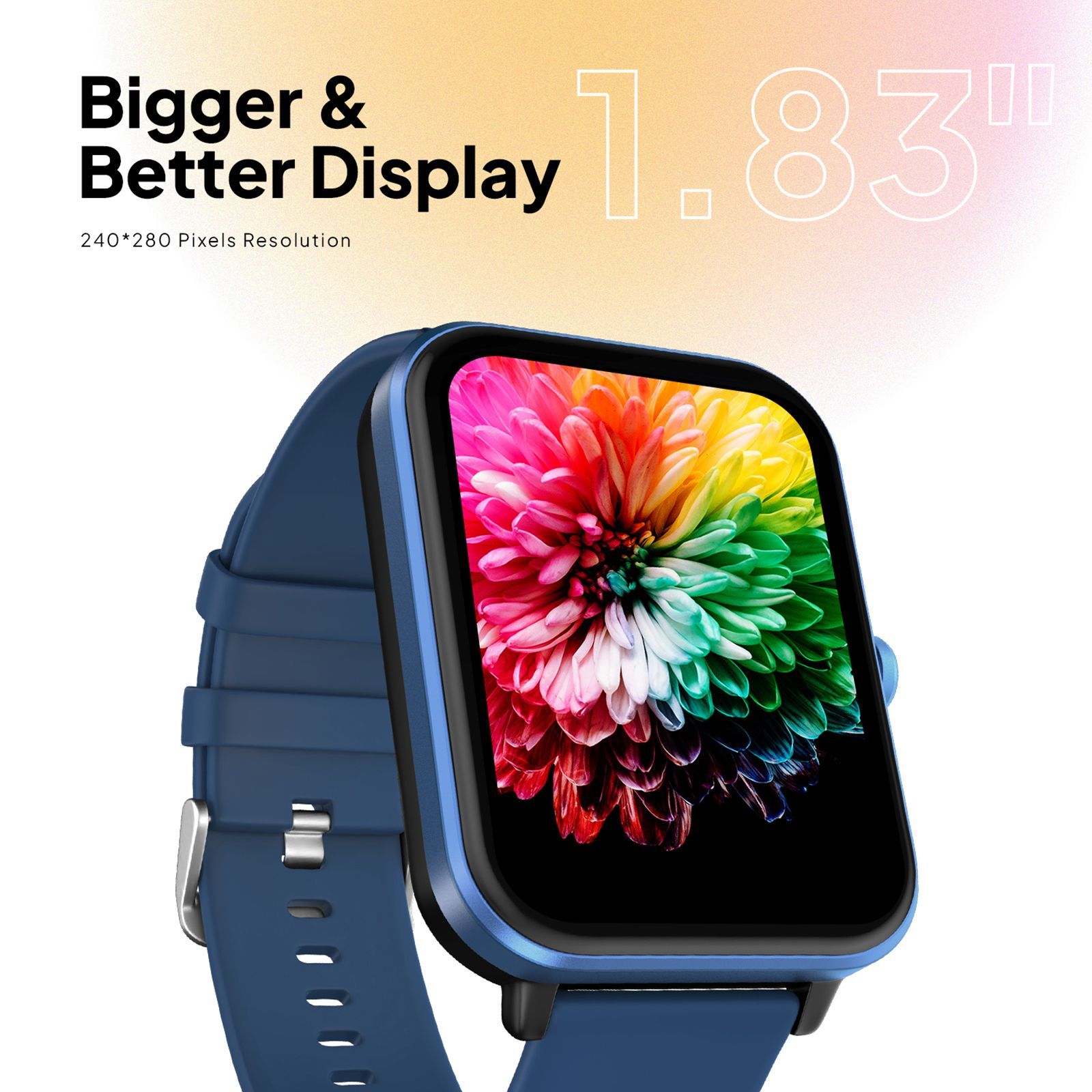 FIRE-BOLTT Tide Plus Smartwatch with Bluetooth Calling (46.5mm 2.5D Curved Display, IP67 Water Resistant, Navy Blue Strap)_3