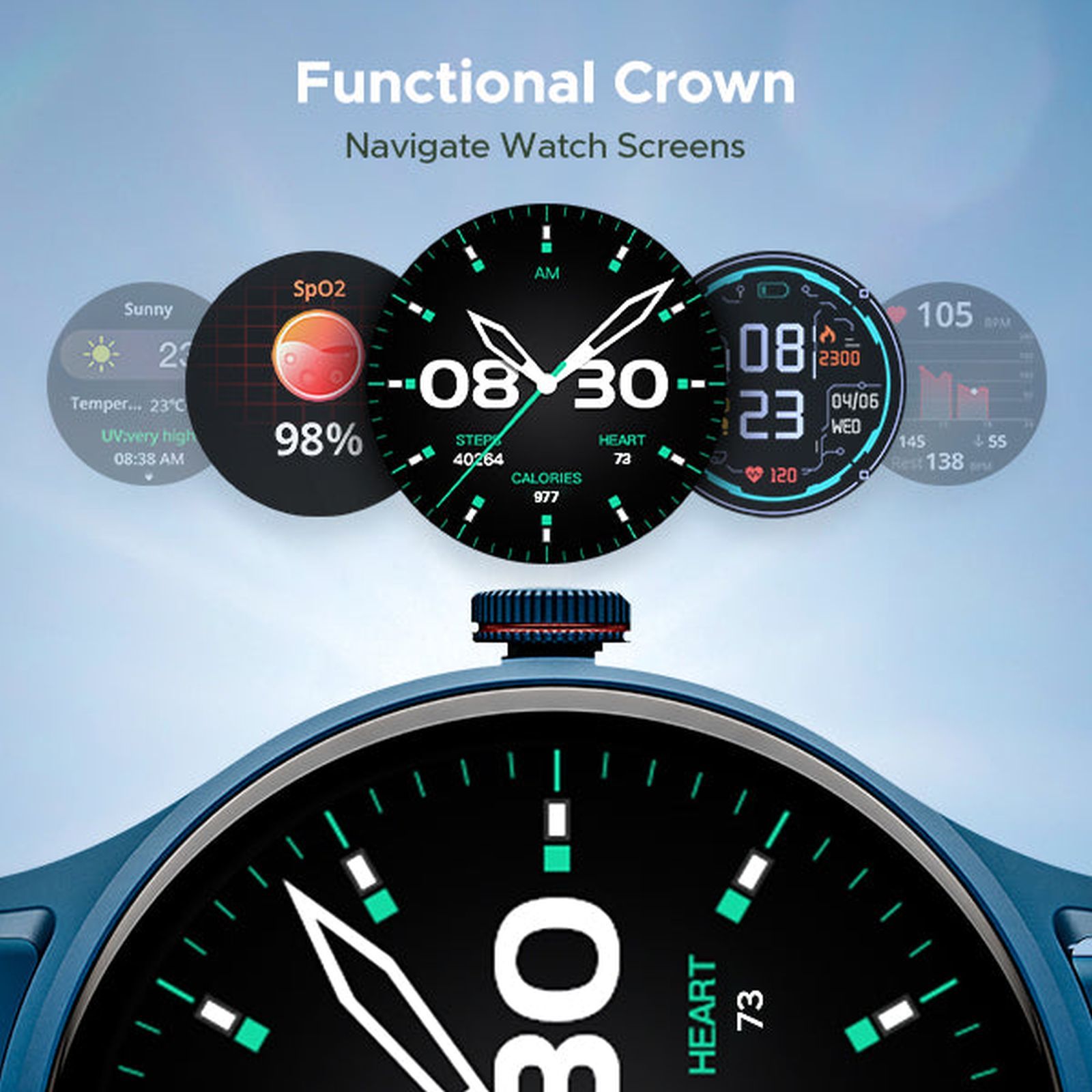 boAt Primia Celestial Smartwatch with Bluetooth Calling (38.6mm HD Display, IP67 Sweat Resistant, Cyan Blue Strap)_4