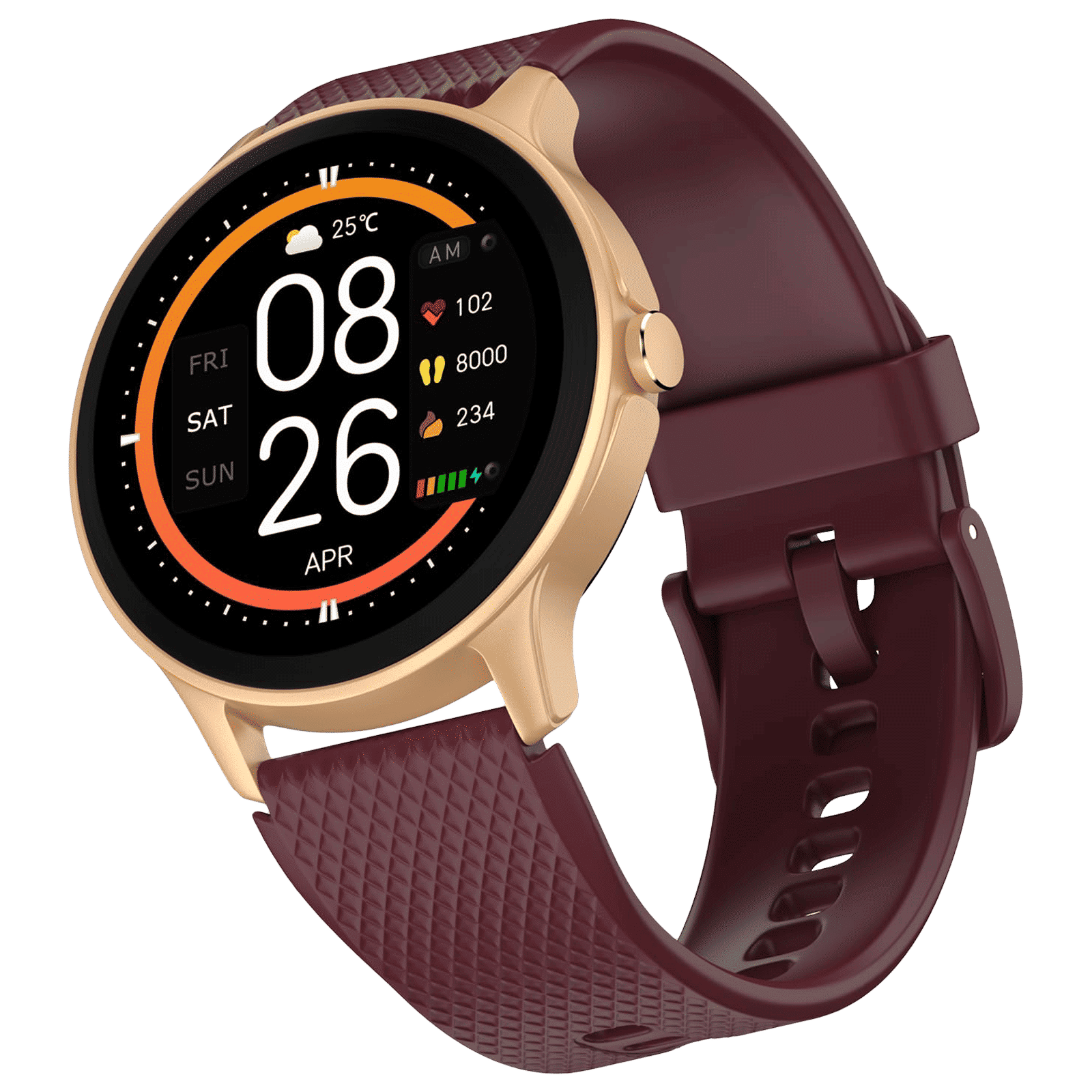 noise NoiseFit Arc Smartwatch with Bluetooth Calling (35mm TFT Display, IP68 Water Resistant, Deep Wine Strap)_2