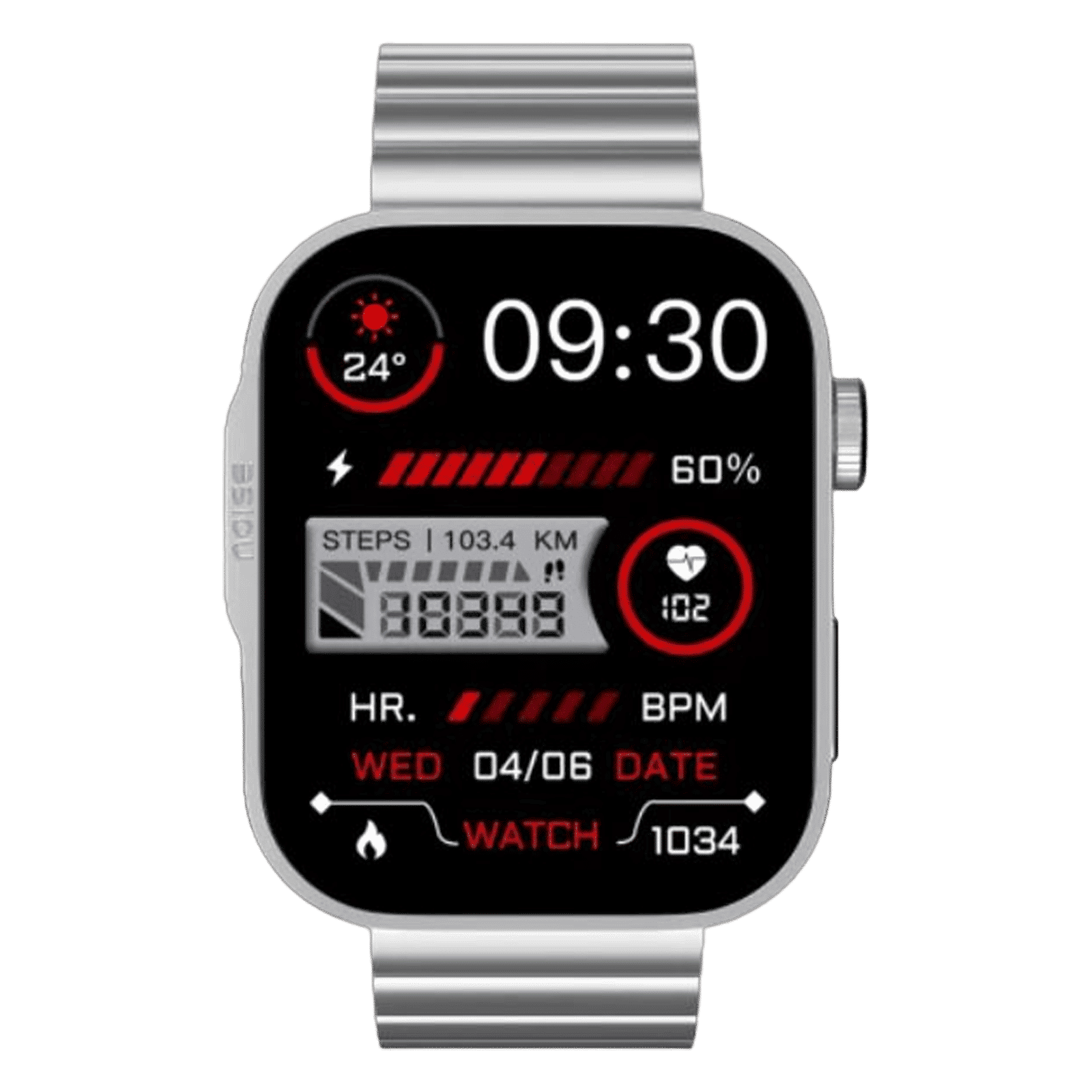 noise ColorFit Caliber 3 Plus Smartwatch with Bluetooth Calling (49.7mm AMOLED Display, IP67 Water Resistant, Elite Silver Strap)_1