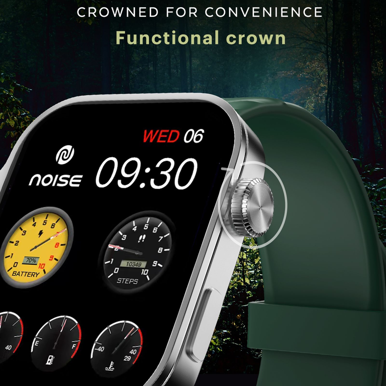 noise ColorFit Caliber 3 Plus Smartwatch with Bluetooth Calling (49.7mm AMOLED Display, IP67 Water Resistant, Forest Green Strap)_10