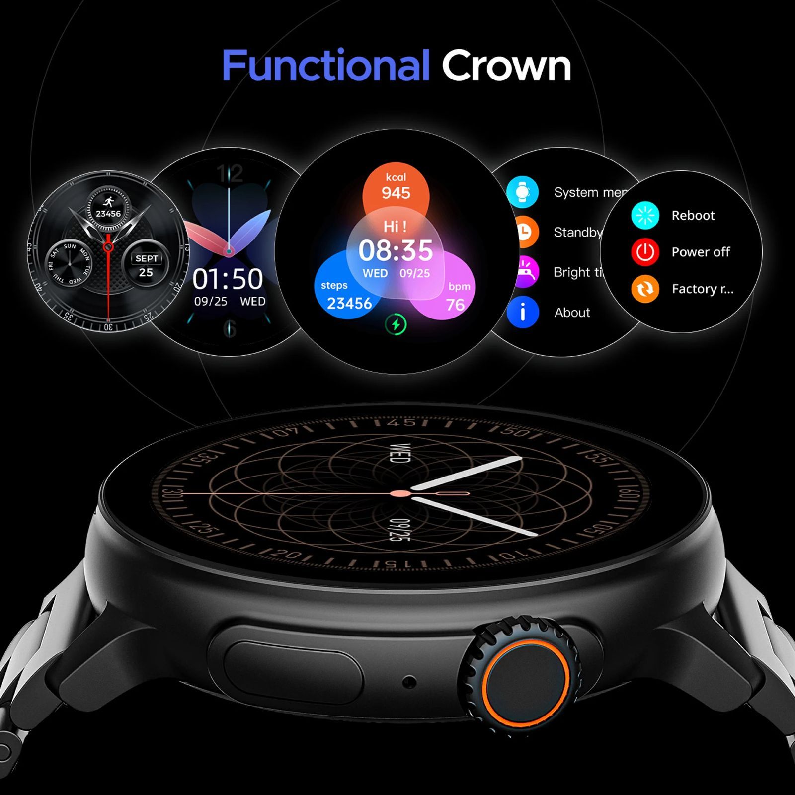 boAt Lunar Tigon Smartwatch with Bluetooth Calling (36.8mm AMOLED Display, IP67 Sweat Resistant, Steel Black Strap)_3
