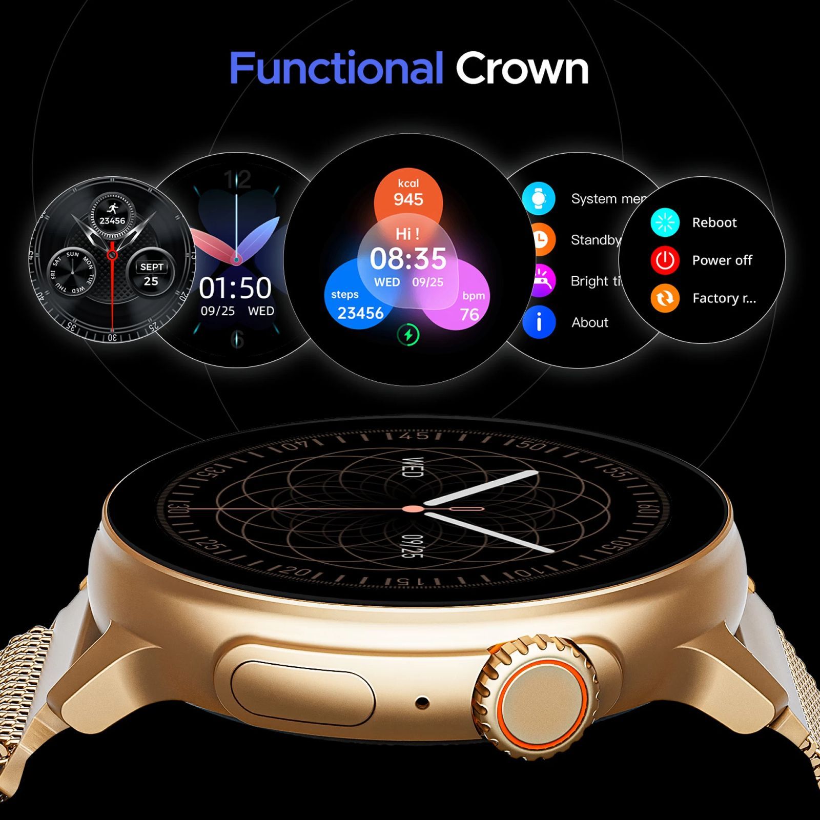boAt Lunar Tigon Smartwatch with Bluetooth Calling (36.8mm AMOLED Display, IP67 Sweat Resistant, Metal Gold Strap) boAt Lunar Tigon Smartwatch with Bluetooth Calling (36.8mm AMOLED Display, IP67 Sweat Resistant, Metal Gold Strap)_3