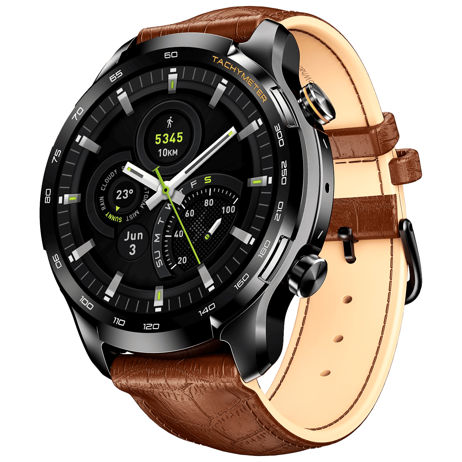 boAt Lunar Pro LTE Bluetooth+LTE SIM Android OS Wristphone (35.3mm AMOLED Display, In-built GPS, Brown Strap)_1