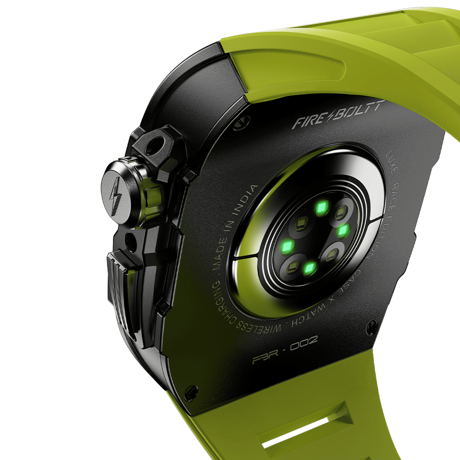 FIRE-BOLTT Huracan Smartwatch with Bluetooth Calling (49.5mm Always On Display, IP68 Water Resistant, Black Green Strap)_4