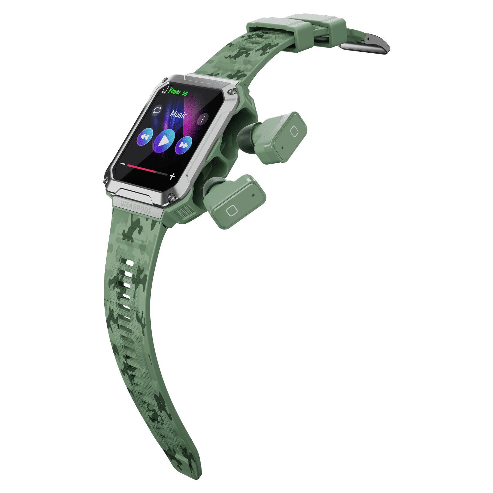 WATCHOUT WearPods Teens Smartwatch with Bluetooth Calling (49.7mm HD Display, Water Resistant, Military Green Strap)_11