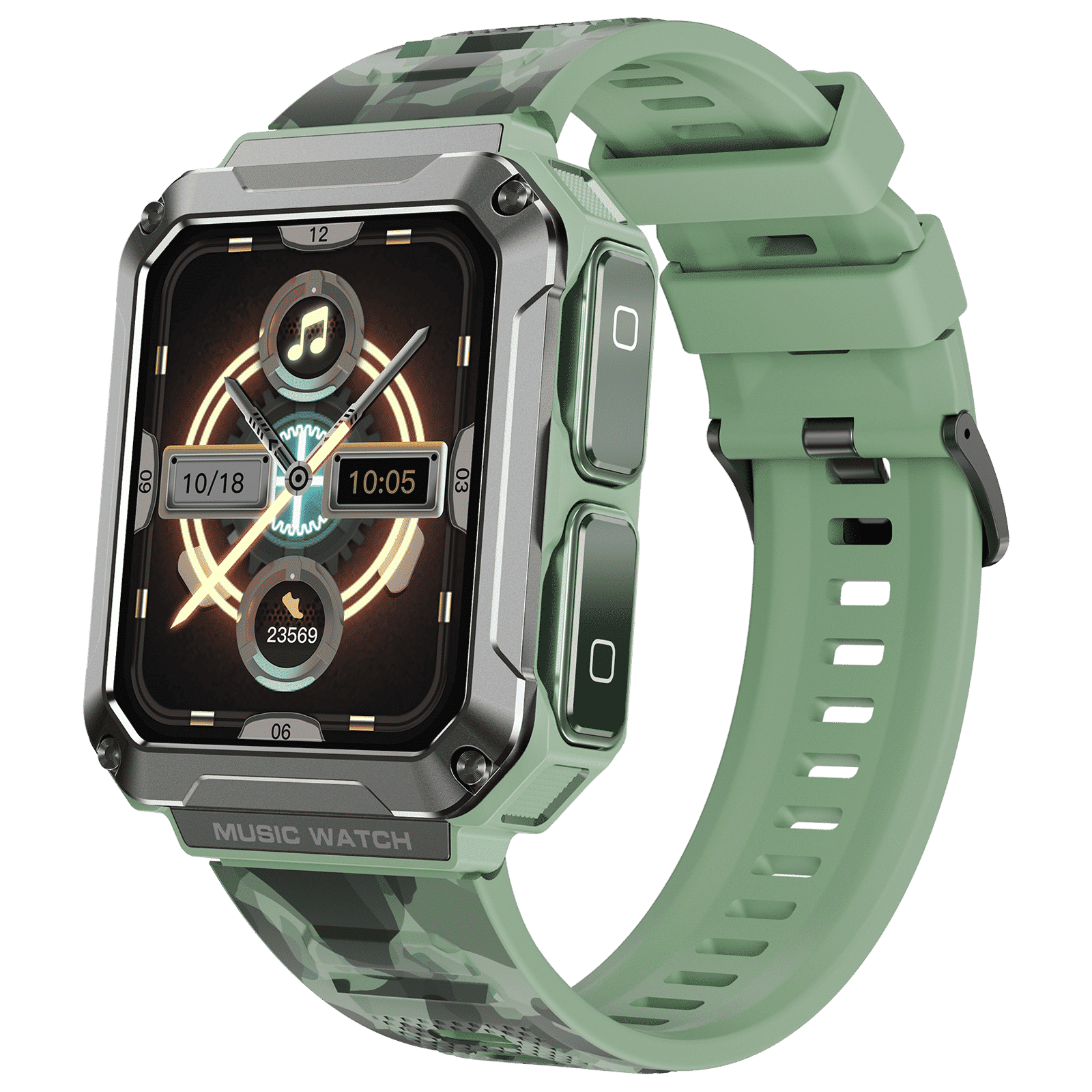 WATCHOUT WearPods Teens Smartwatch with Bluetooth Calling (49.7mm HD Display, Water Resistant, Military Green Strap)_3