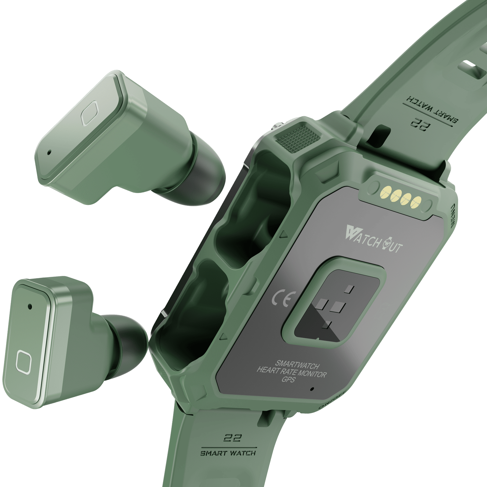 WATCHOUT WearPods Teens Smartwatch with Bluetooth Calling (49.7mm HD Display, Water Resistant, Military Green Strap)_5