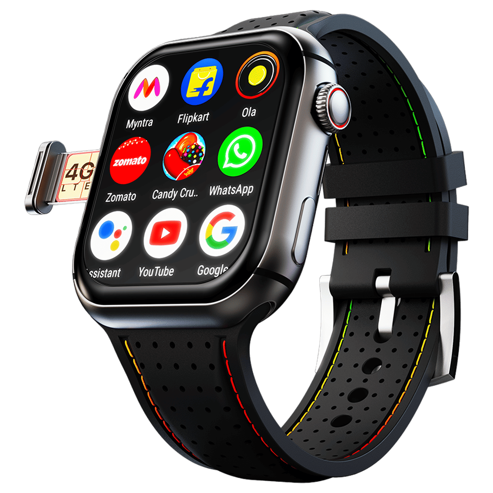 FIRE-BOLTT Dream GPS+Wi-Fi+4G SIM+Bluetooth Android OS Wristphone (51.3mm HD Display, Cortex A7MP CPU, Google Play Store, Midnight Grace Strap)_1