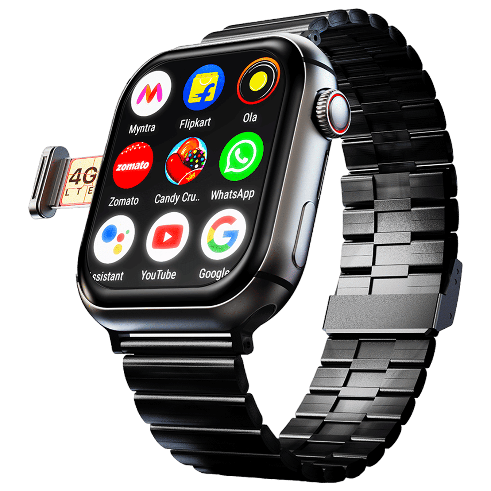 FIRE-BOLTT Dream GPS+Wi-Fi+4G SIM+Bluetooth Android OS Wristphone (51.3mm HD Display, Cortex A7MP CPU, Google Play Store, Midnight Steel Strap)_1