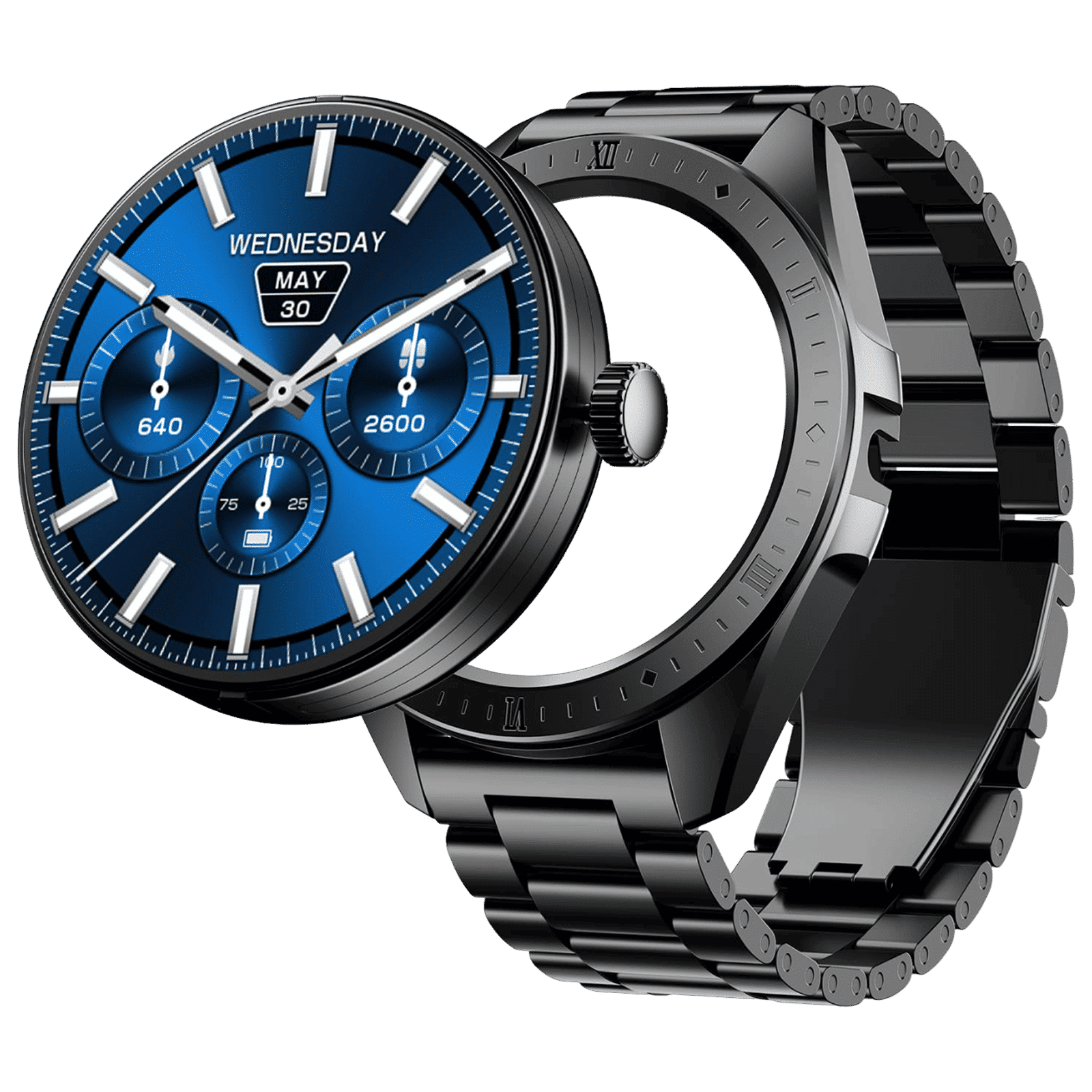 boAt Enigma Switch Smartwatch with Bluetooth Calling (35.3mm HD Display, IP68 Sweat Resistant, Steel Black Strap)_1