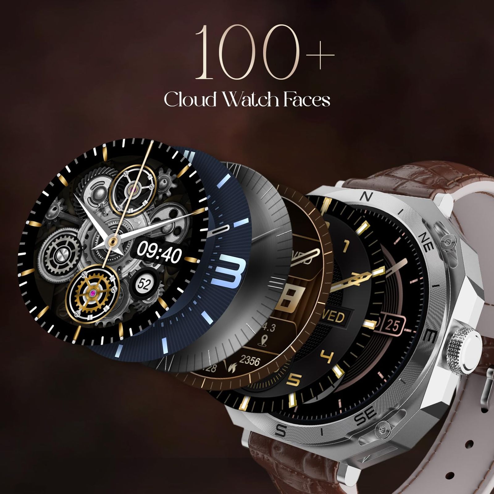 boAt Enigma Z20 Smartwatch with Bluetooth Calling (38.35mm HD Display, IP68 Water Resistant, Brown Leather Strap)_5