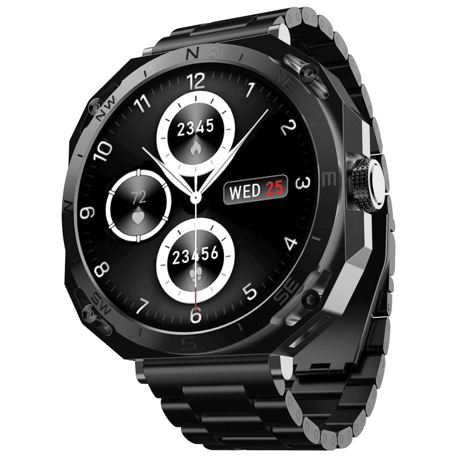 boAt Enigma Z20 Smartwatch with Bluetooth Calling (38.35mm HD Display, IP68 Water Resistant, Metal Black Strap)_1
