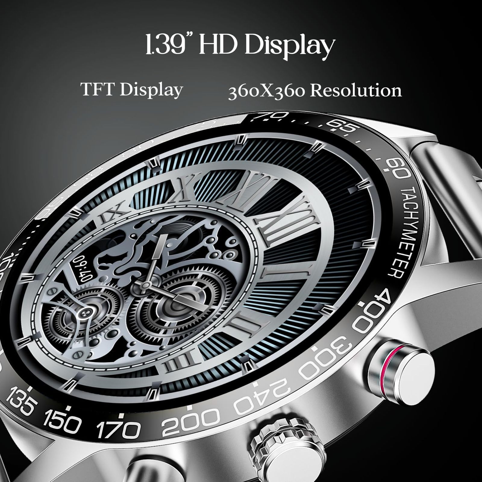 boAt Enigma Z40 Smartwatch with Bluetooth Calling (33.52mm TFT Display, IP67 Sweat and Splash Resistant, Classic Silver Strap)_5