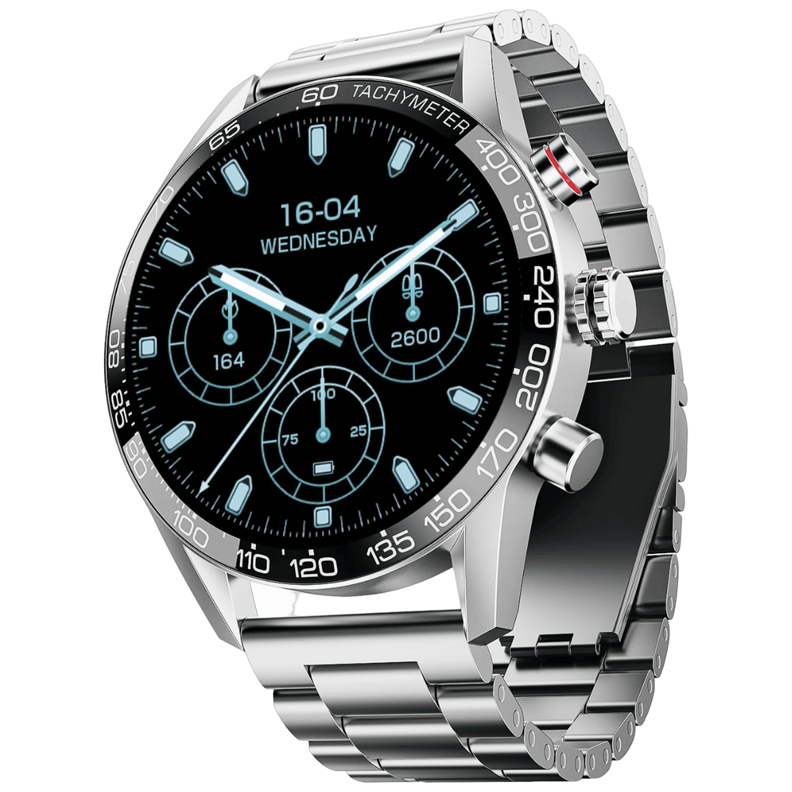 boAt Enigma Z40 Smartwatch with Bluetooth Calling (33.52mm TFT Display, IP67 Sweat and Splash Resistant, Classic Silver Strap)_1