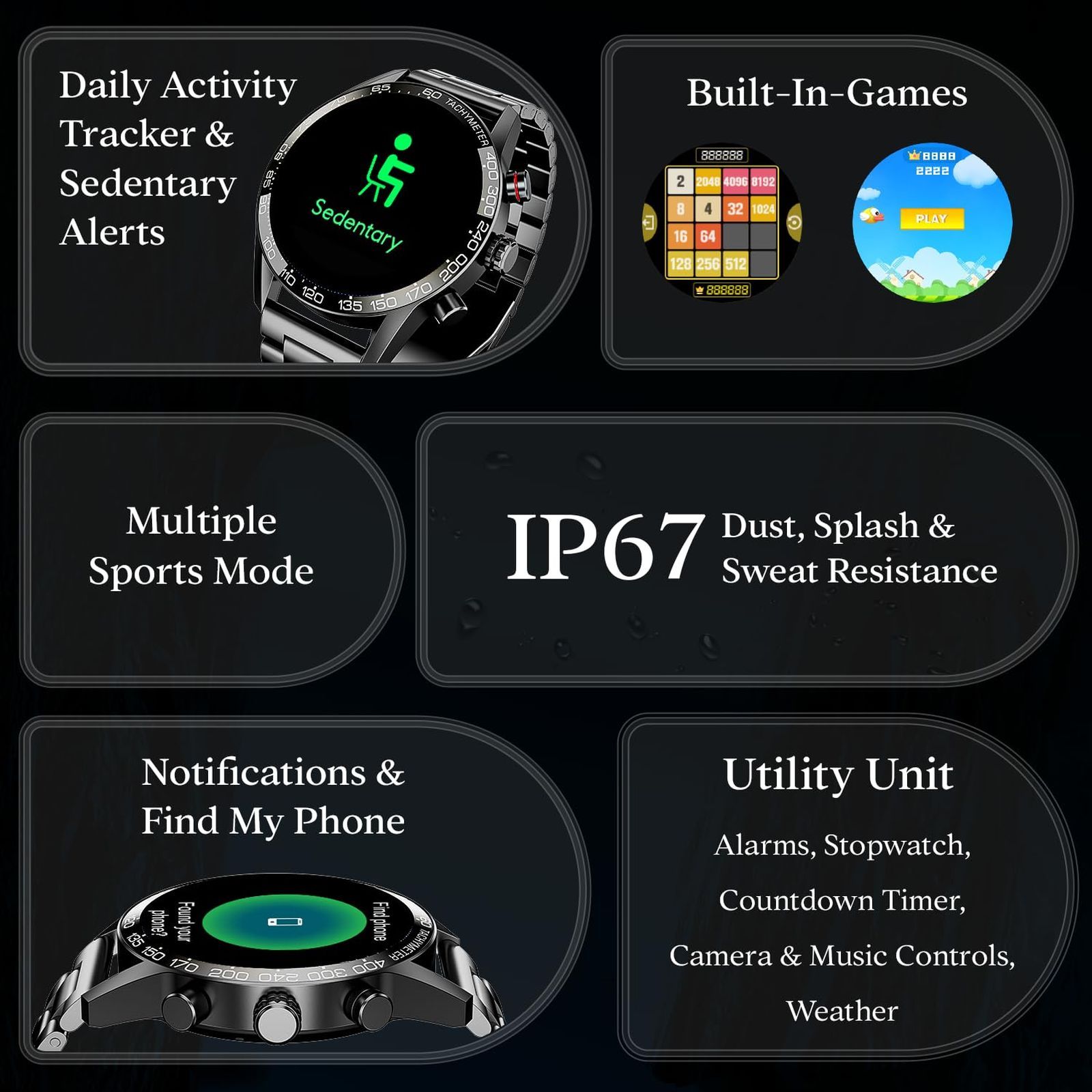 boAt Enigma Z40 Smartwatch with Bluetooth Calling (33.52mm TFT Display, IP67 Sweat and Splash Resistant, Metal Black Strap)_7