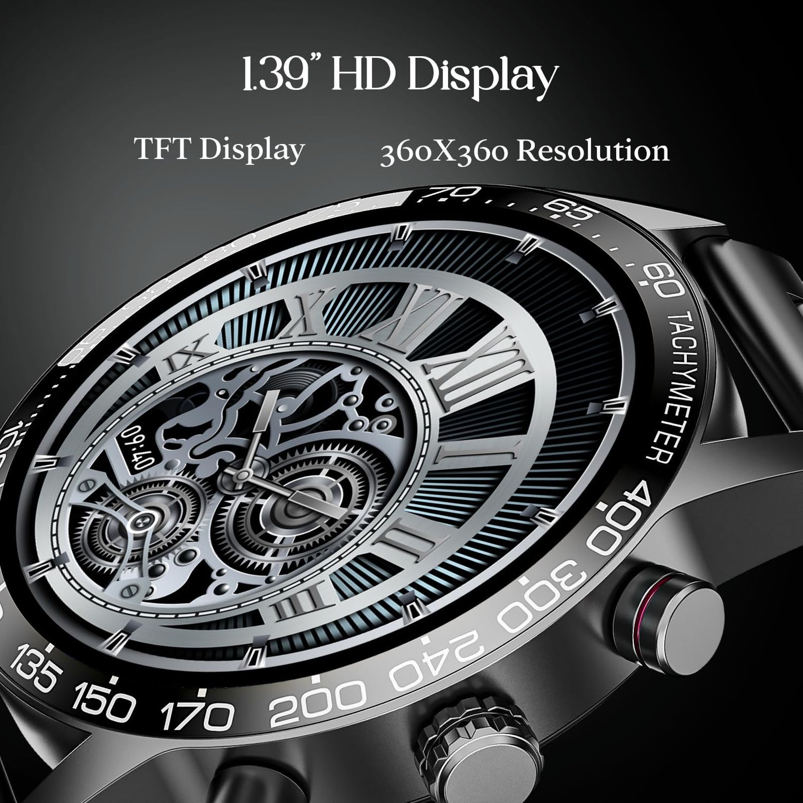 boAt Enigma Z40 Smartwatch with Bluetooth Calling (33.52mm TFT Display, IP67 Sweat and Splash Resistant, Metal Black Strap)_2