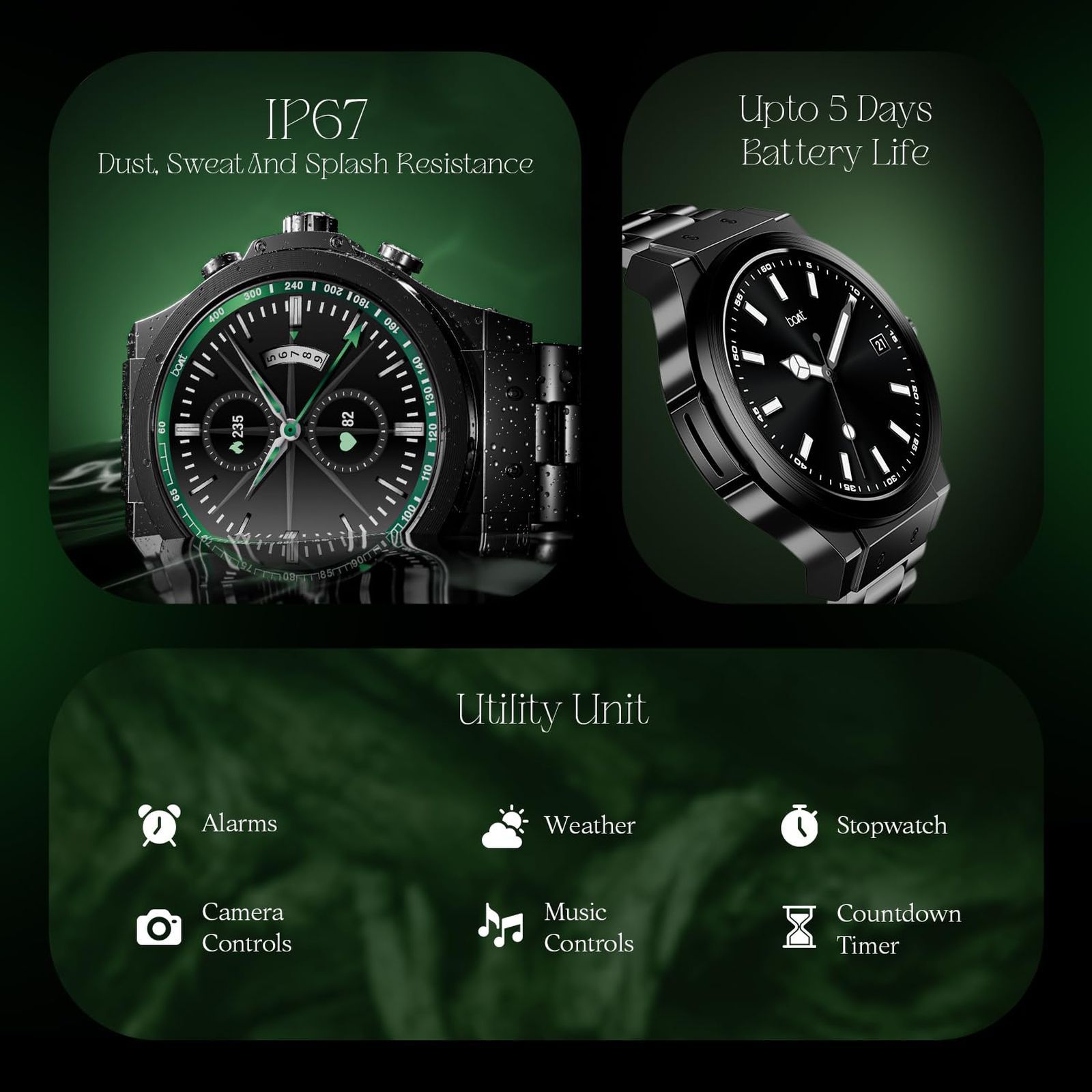 boAt Enigma X400 Smartwatch with Bluetooth Calling (36.8mm AMOLED Display, IP67 Sweat Resistant, Black Strap)_5
