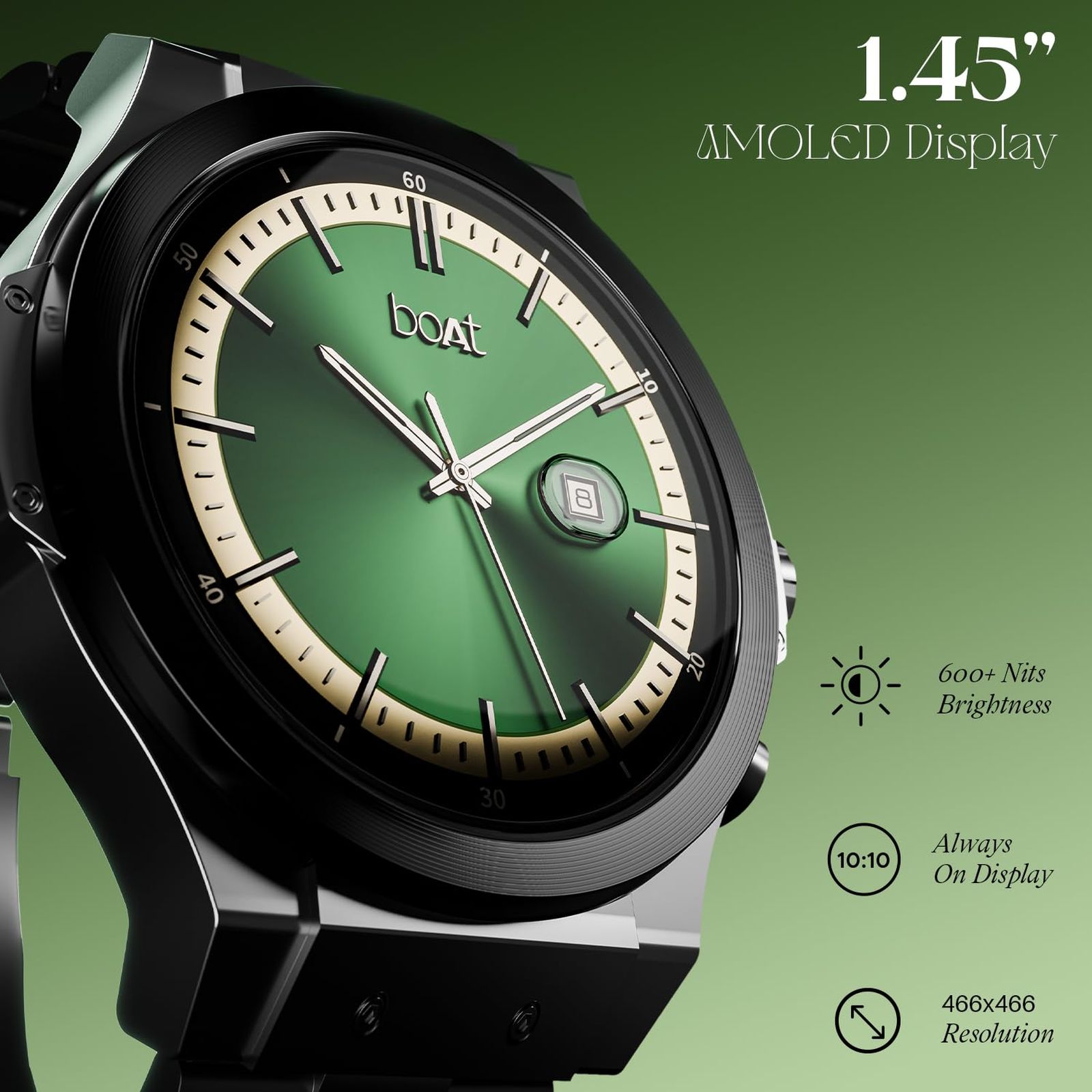 boAt Enigma X400 Smartwatch with Bluetooth Calling (36.8mm AMOLED Display, IP67 Sweat Resistant, Black Strap)_2