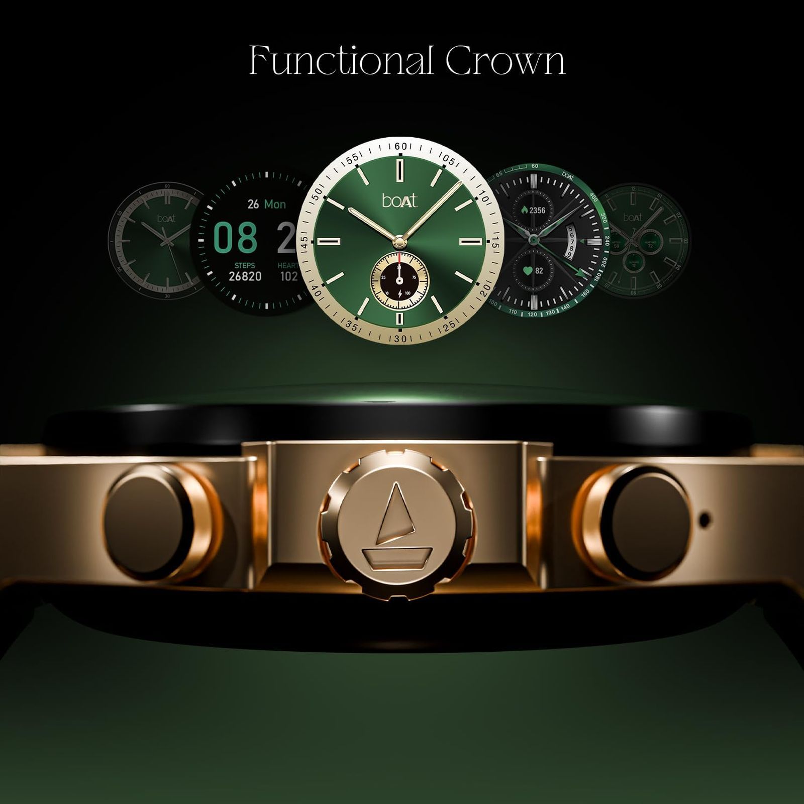 boAt Enigma X400 Smartwatch with Bluetooth Calling (36.8mm AMOLED Display, IP67 Sweat Resistant, Vintage Brown Strap)_3