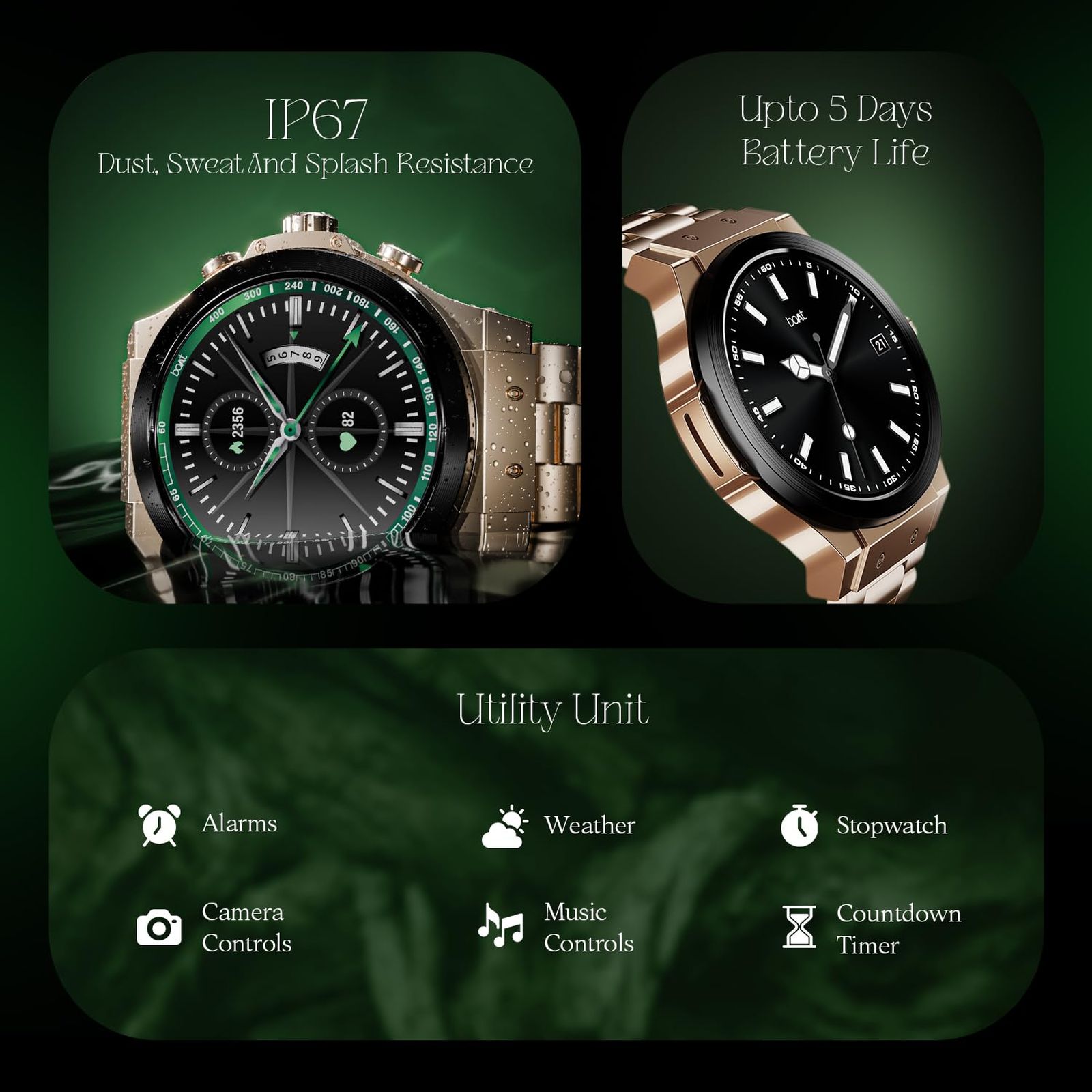 boAt Enigma X400 Smartwatch with Bluetooth Calling (36.8mm AMOLED Display, IP67 Sweat Resistant, Vintage Brown Strap)_7