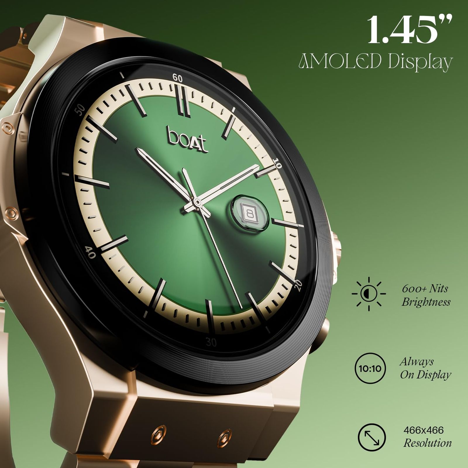 boAt Enigma X400 Smartwatch with Bluetooth Calling (36.8mm AMOLED Display, IP67 Sweat Resistant, Vintage Brown Strap)_2